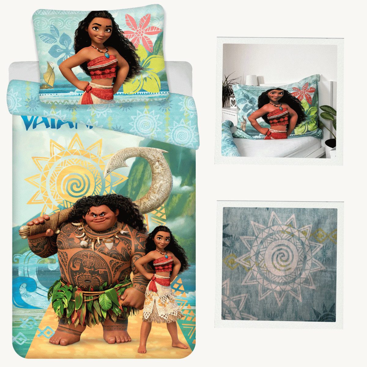 Disney Vaiana Bettwäsche Disney Vaiana Moana Bettwäsche Bettdecke für 140x200, Baumwolle, 2 teilig, Wendemotiv mit Reißverschluss
