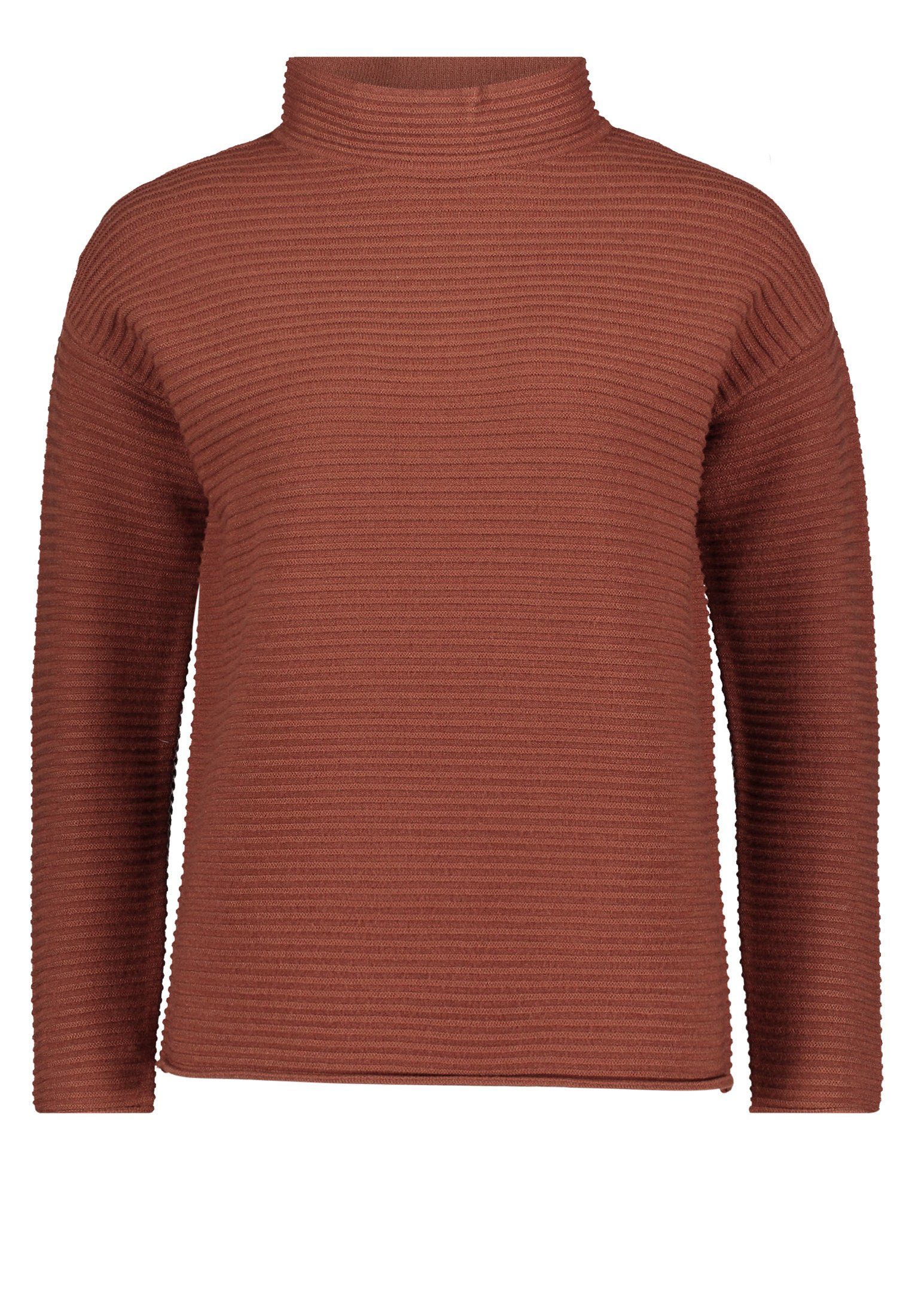 Betty Barclay Strickpullover mit Material Stehkragen Braun (1-tlg)