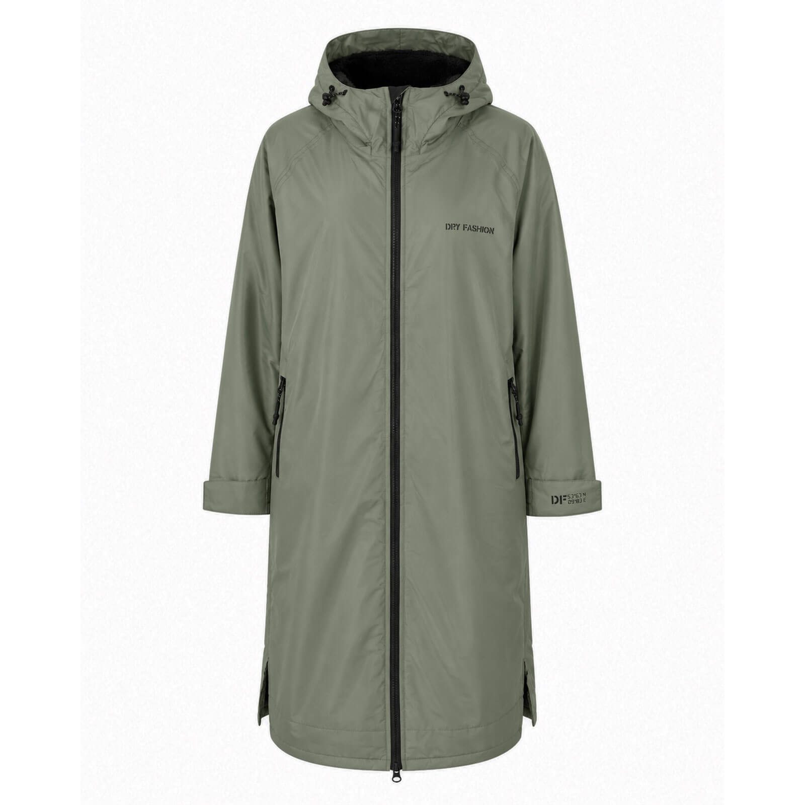 Dry Fashion Regenmantel Unisex Mantel Oversize Dry Buddy - Trockenmantel Umziehmantel Outdoor Wind- & waserdicht, Atmungsaktiv, Innenfleece, Kapuze, Reißverschluss