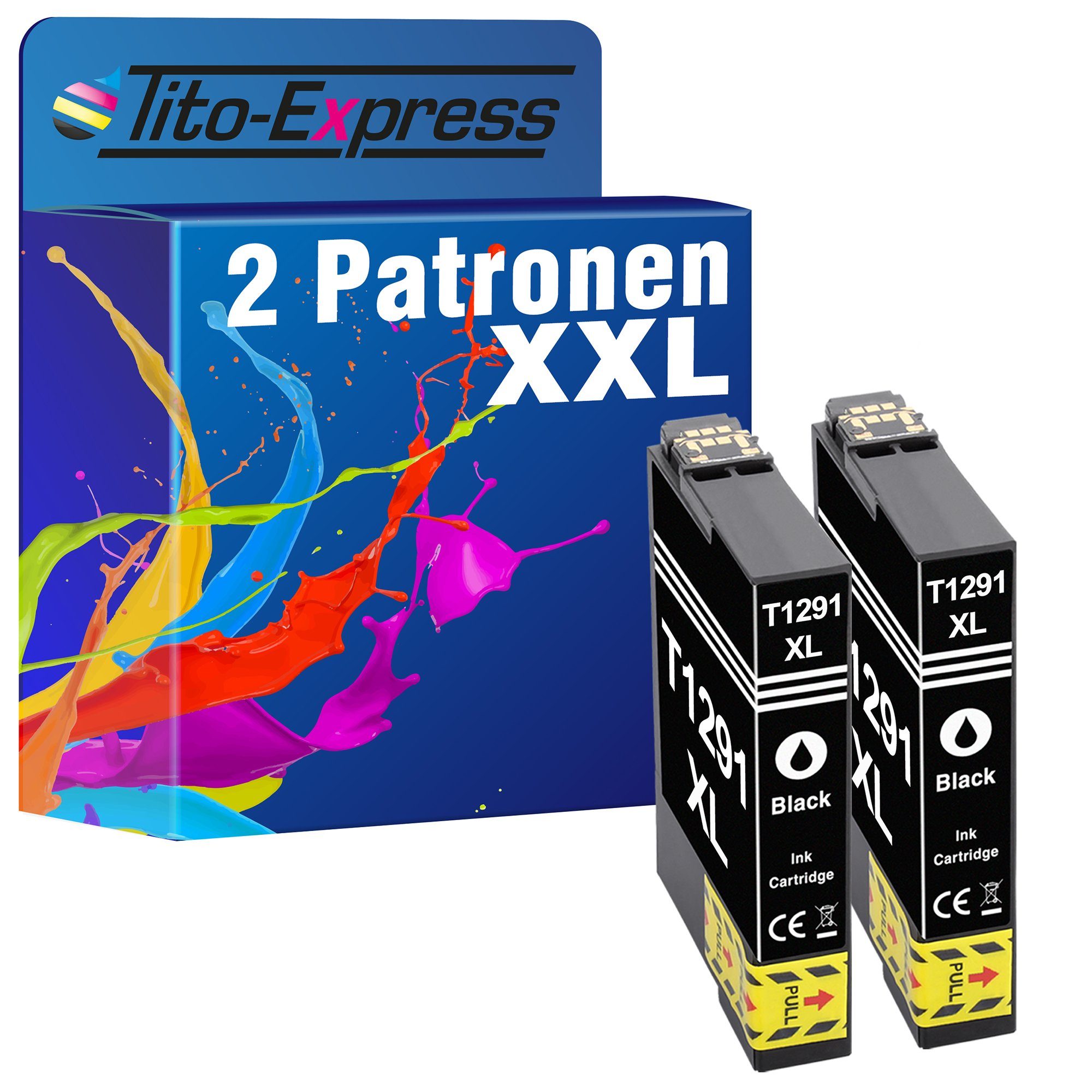 Tito-Express 2er Set ersetzt Epson T1291 EpsonT1291 Black Tintenpatrone (für WF-3520 WF-3540 WF-7525 SX235W SX425W SX435W SX445W SX535WD BX630F)