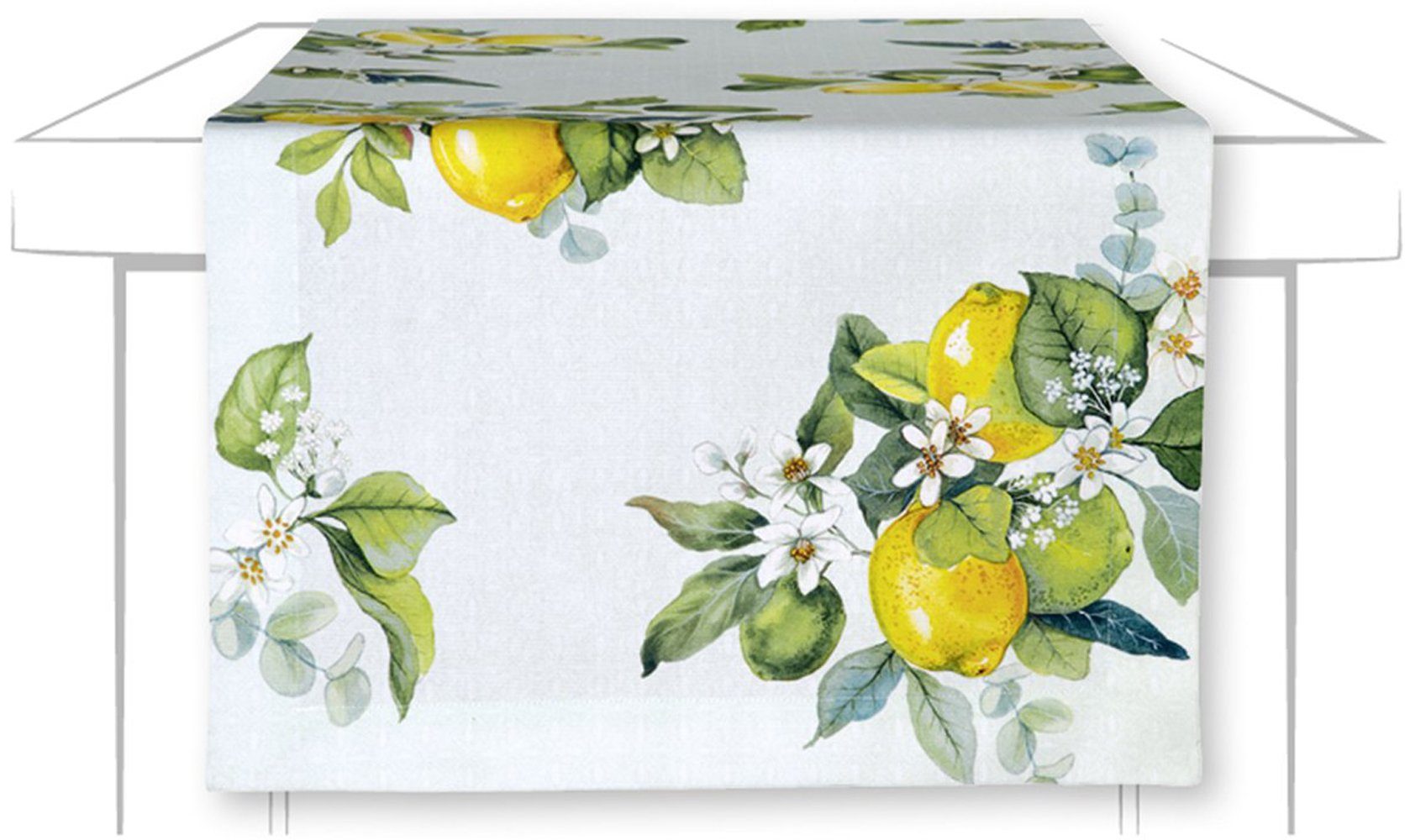 Ihr Ideal Home Range GmbH Tischläufer IHR* Tischläufer Lemon Wreath B 45 x L 150 cm Zitronen (1-tlg)