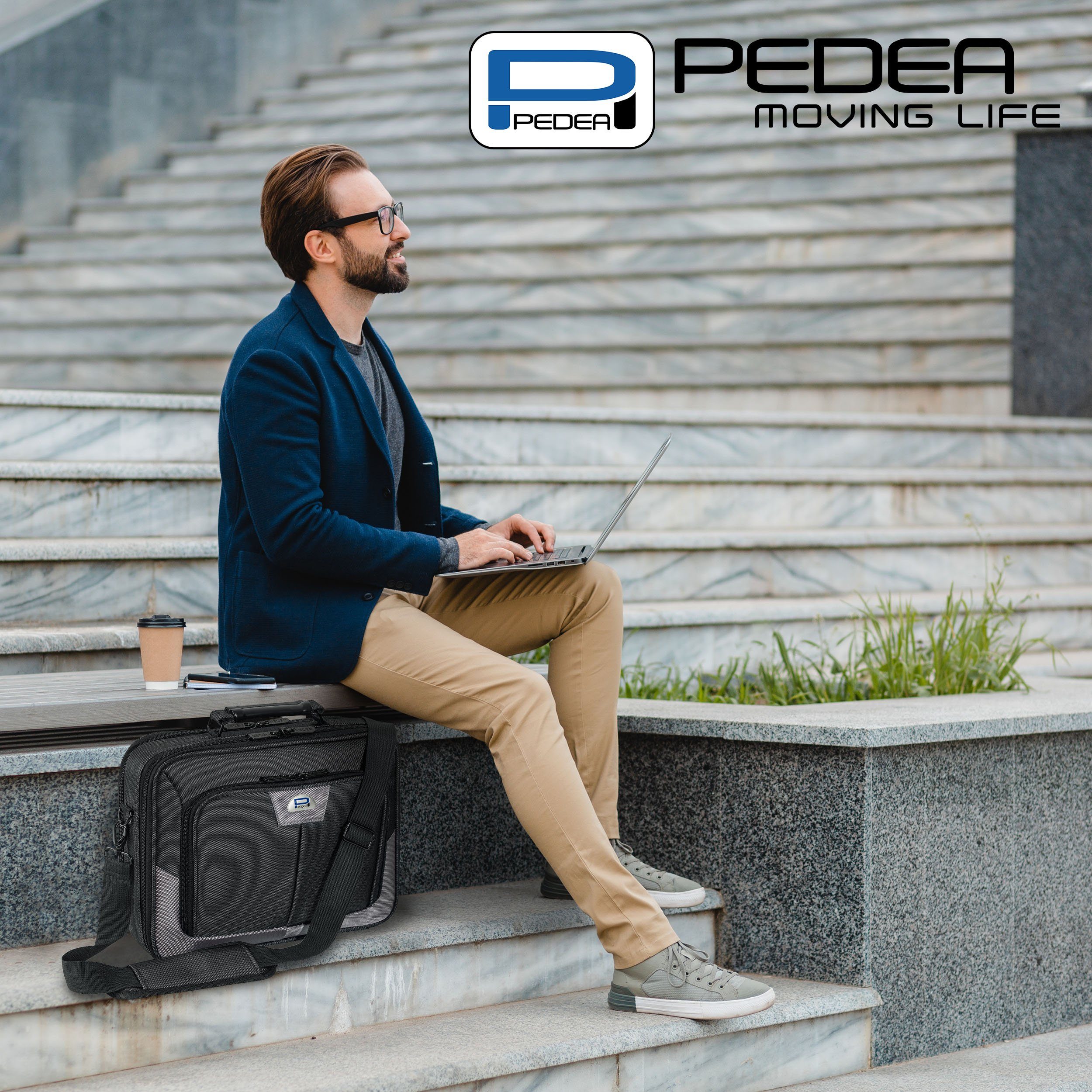 PEDEA Laptoptasche PREMIUM Notebooktasche 13,3 / 15,6 / 17,3 Zoll mit Maus (Set, mit Funkmaus), stabiler Schutzrahmen, dicke Polsterung, wasserabweisende Materialien