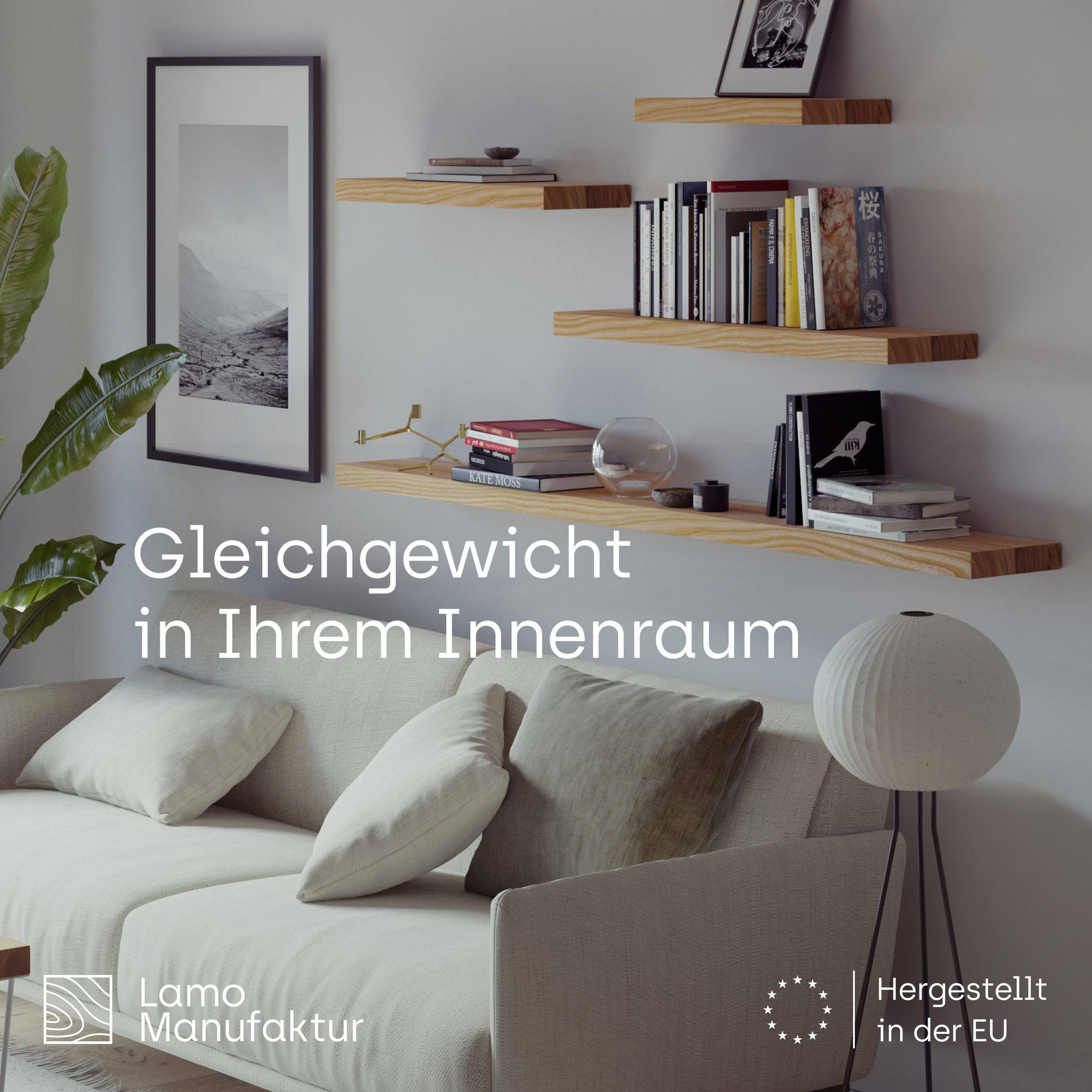 LAMO Manufaktur Wandregal Holz Baumkante, Regal Farbe: Natur, Invisible: Schweberegal, 40 cm, Komplett-Set, 40mm stake Massivholzplatte