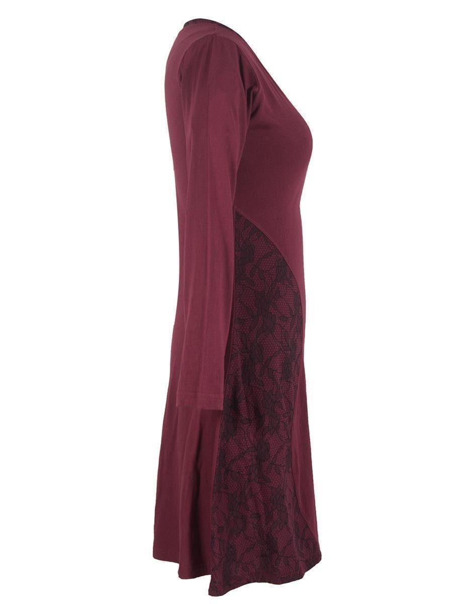 Vishes Jerseykleid Asymmetrisches Lagenlook Kleid mit Spitze bedruckt Hippie, Goa, Boho, Ethno Style