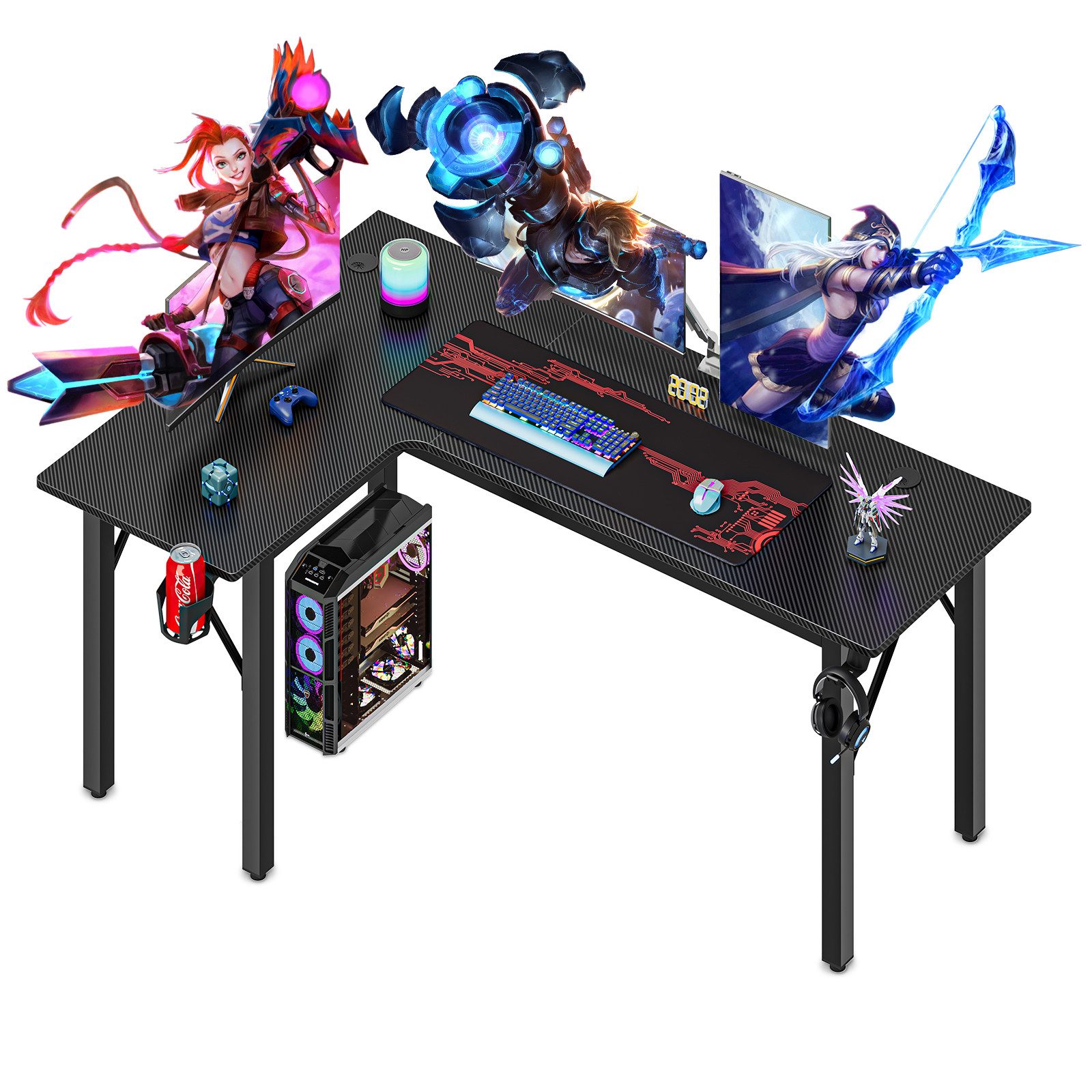 OUNUO Eckschreibtisch Gaming Tisch L-förmiger Schreibtisch günstig online kaufen