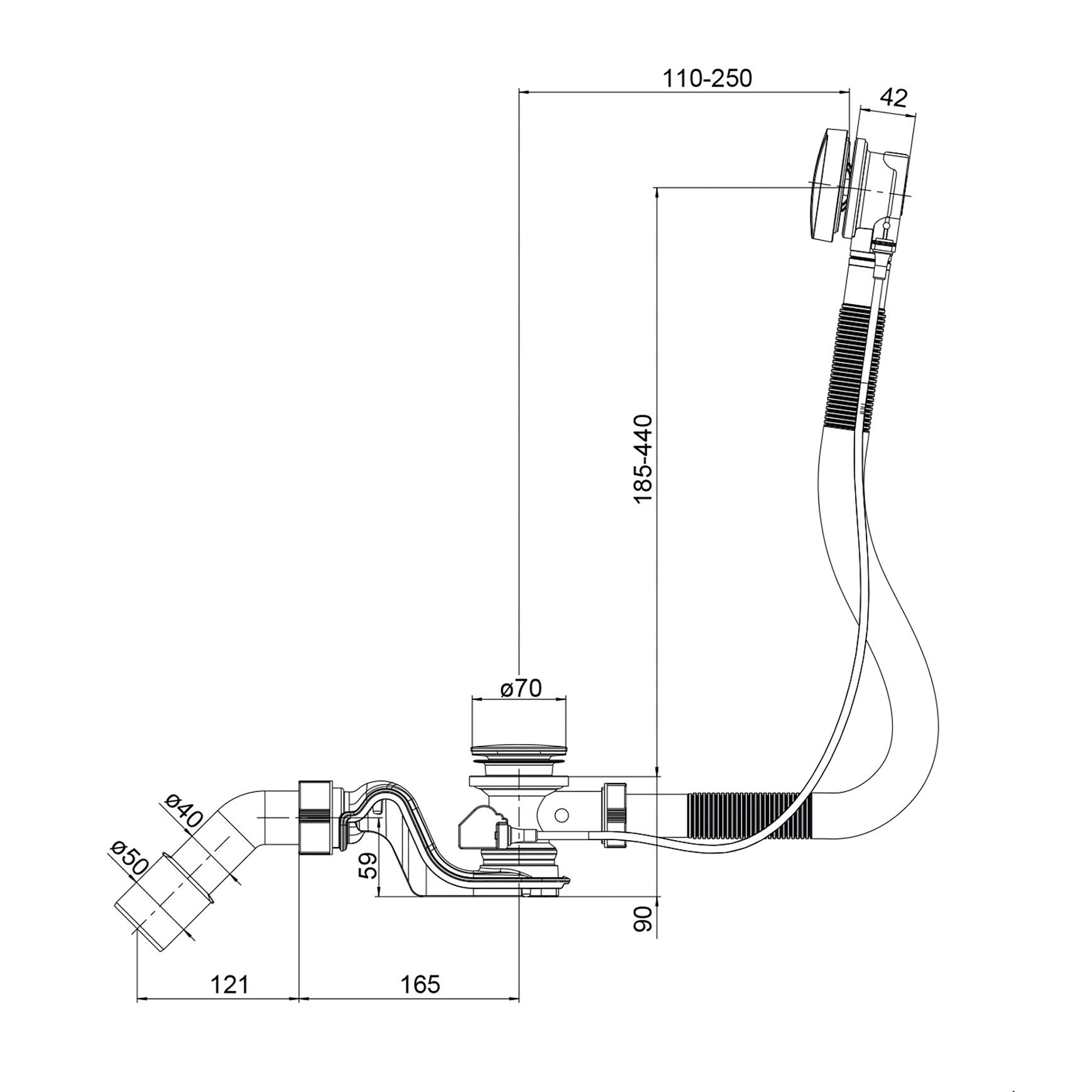 Schulte Badewanne Onda, Körperform, Sanitäracryl, Weiß, Größenauswahl, (Komplett-Set, inkl. Fußgestell und Ablauf), 170x75 cm