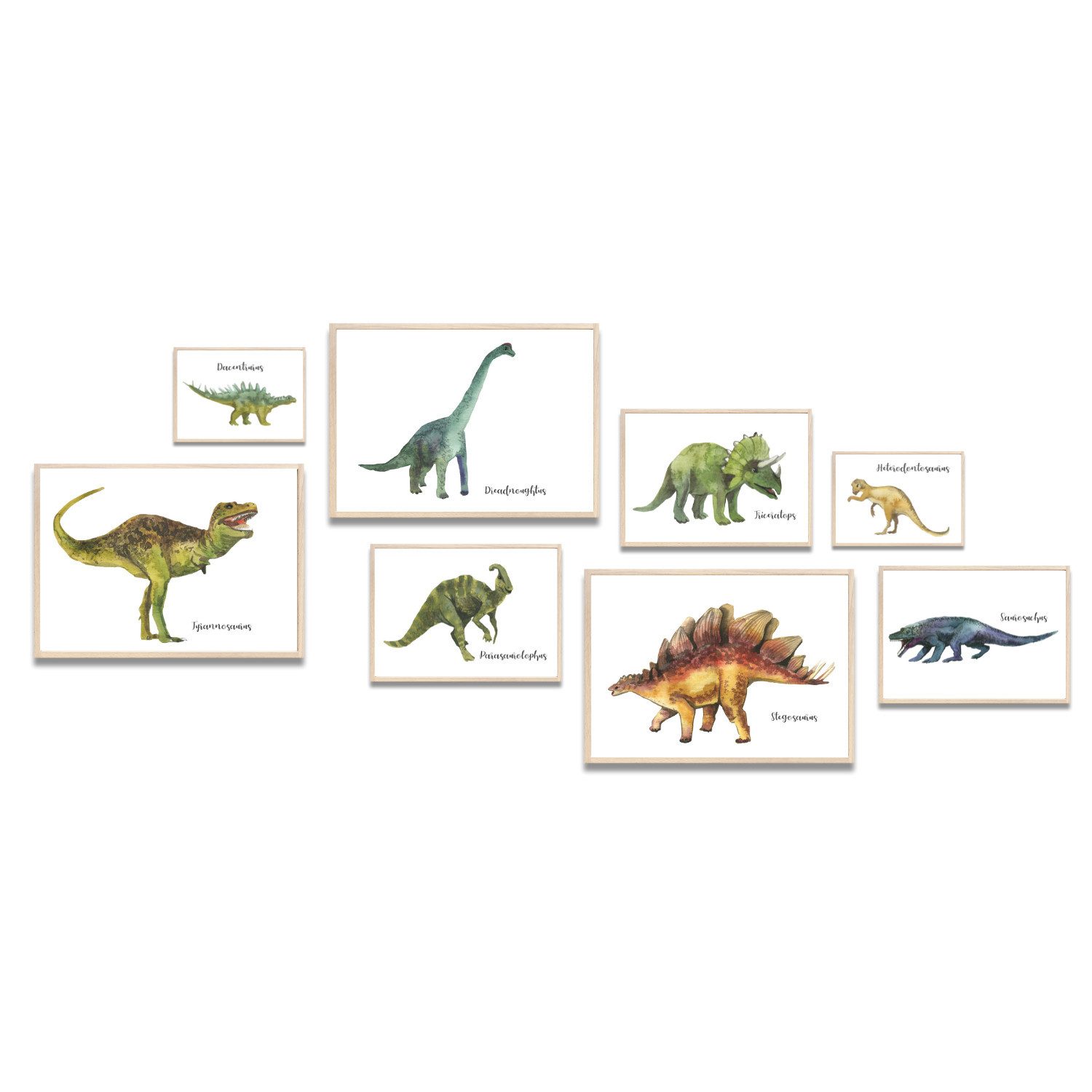 MeinBaby123® Poster Dinosaurier Poster, Dinosaurier Bilder, Babyzimmer Deko, Kinderzimmer Wandbilder