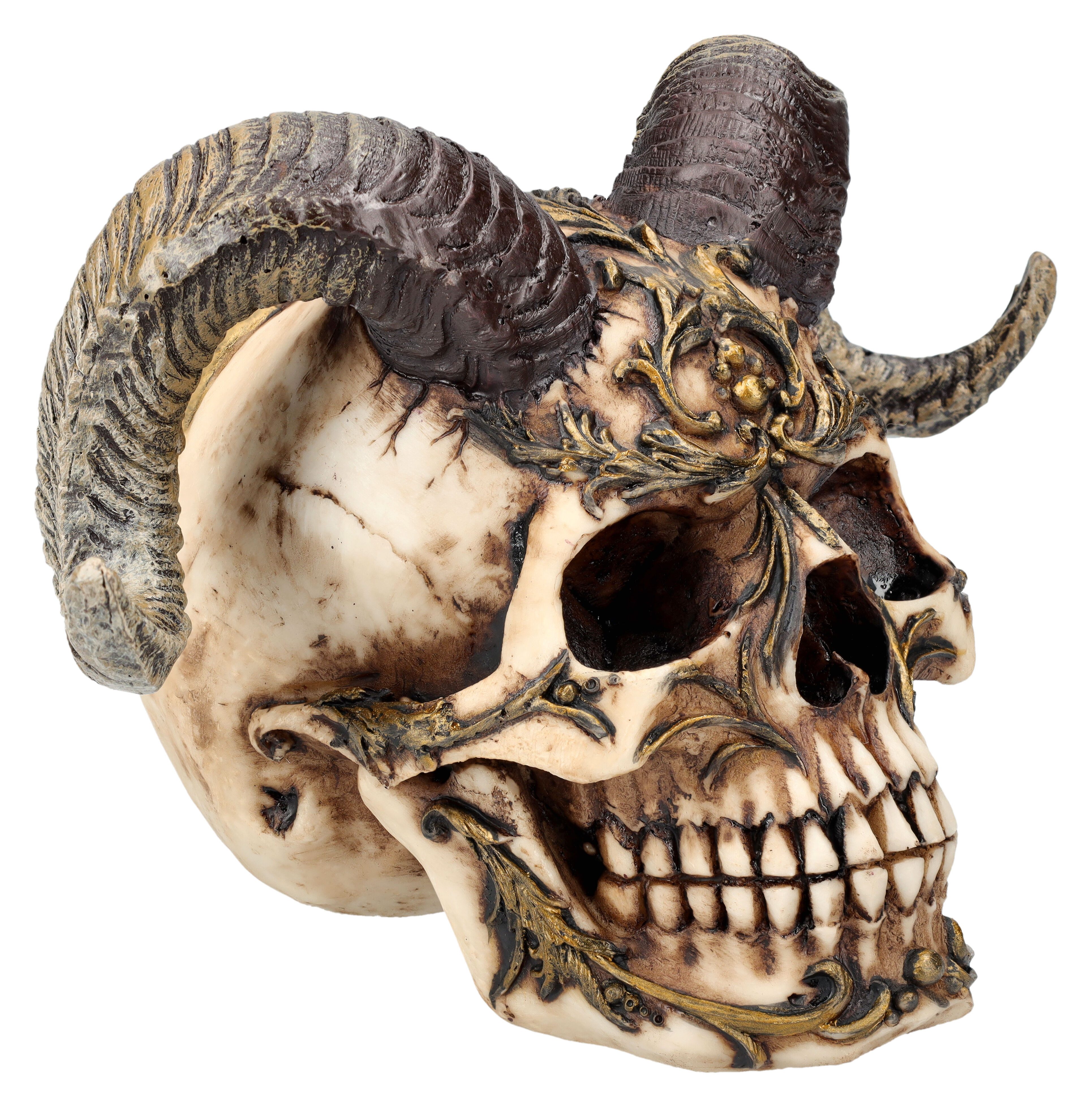 Figuren Shop GmbH Dekofigur Totenkopf Figur mit Hörnern - Diablo Skull - Totenschädel Gothic Skull