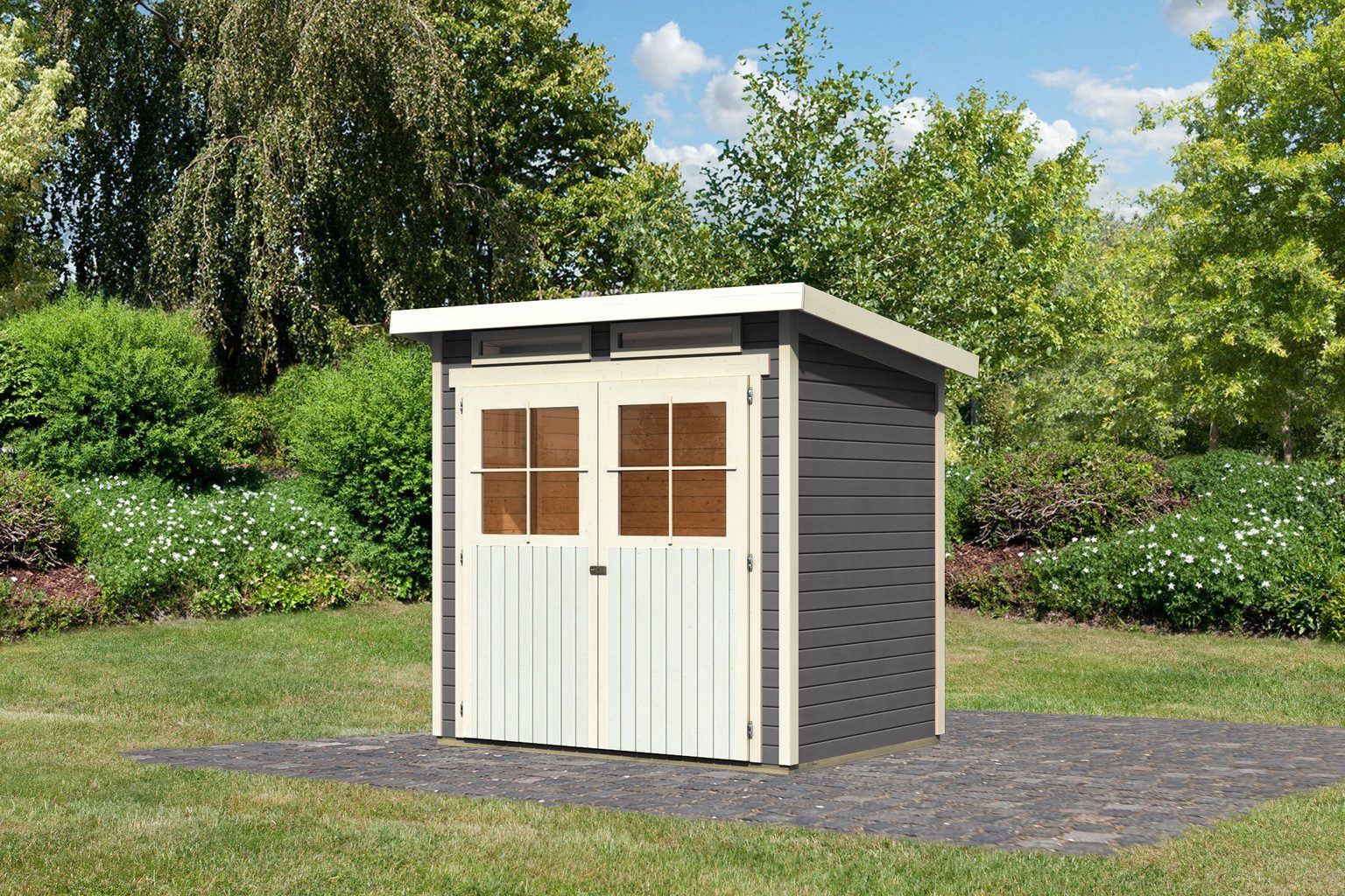 Karibu Gartenhaus Karibu Gartenhaus Glücksburg, 19 mm, 242 x 175 cm, Typ 2, terragrau, ohne Anbau
