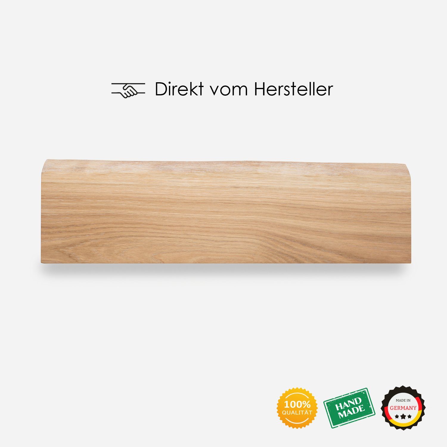mit Regal Rikmani - Holz LEO Wandregal II Handgefertigtes massiv Natur Eiche Baumkante