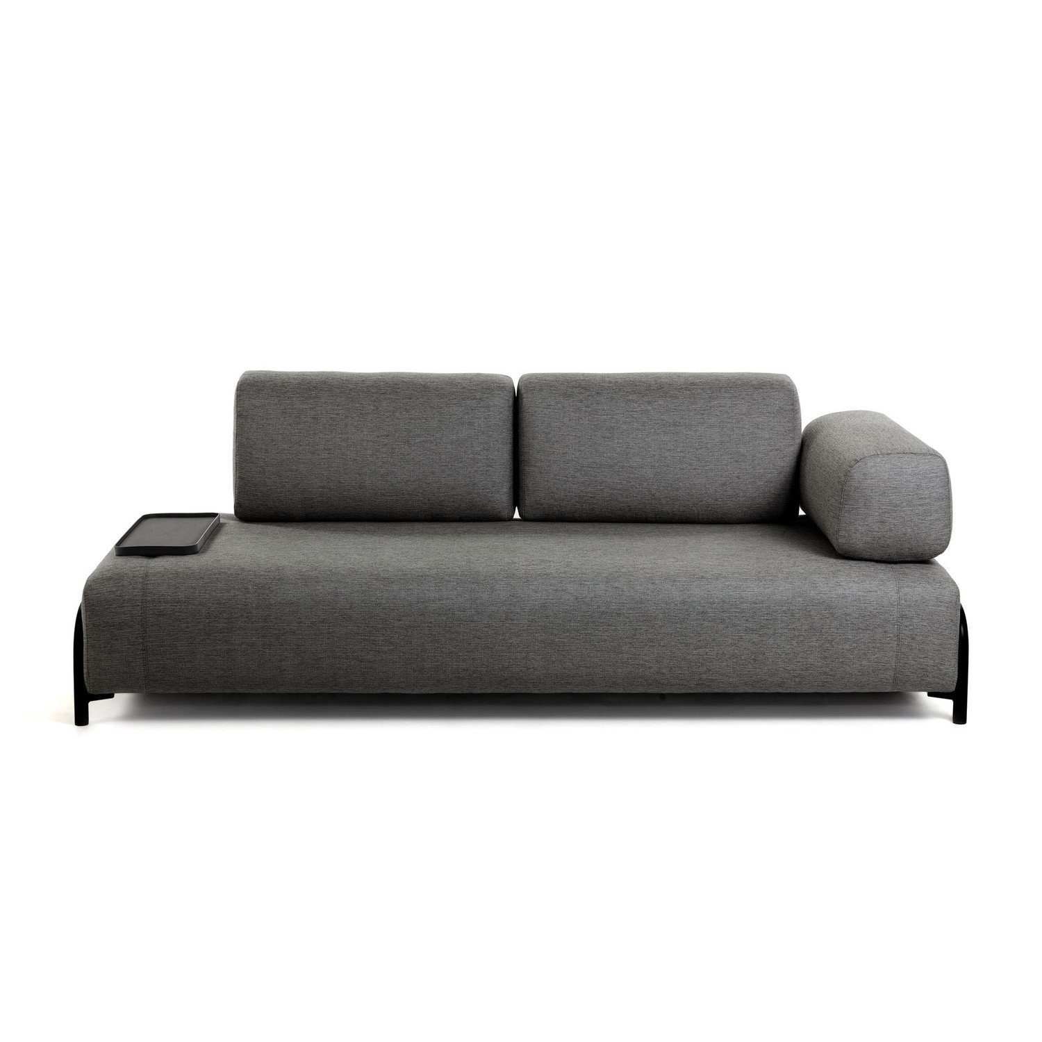 Natur24 Sofa Sofa Compo 3-Sitzer dunkelgrau mit kleinem Tablett 232cm Couch