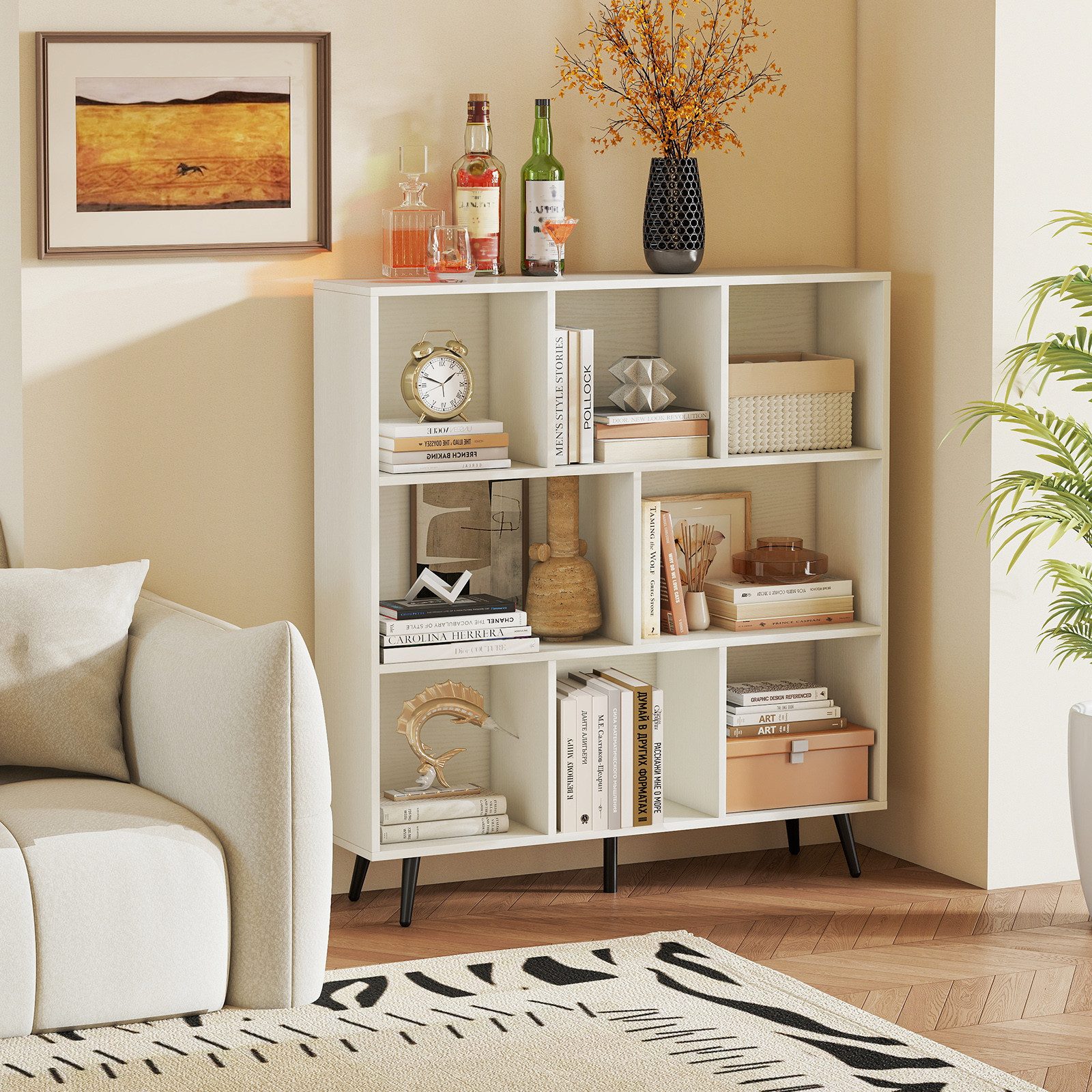 COSTWAY Bücherregal, Holz, Standregal mit 3 günstig online kaufen
