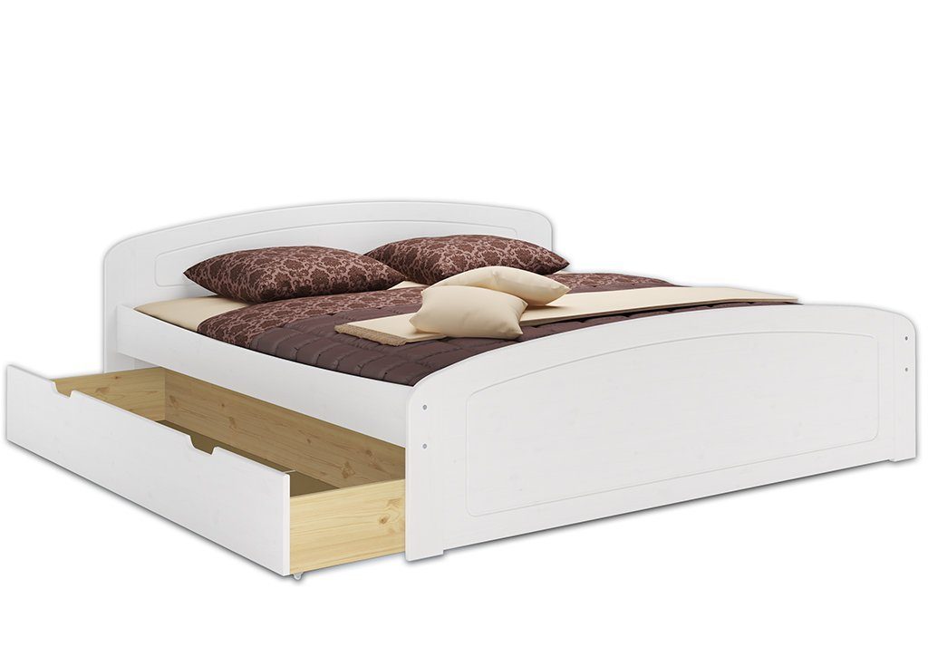 3 ohne ERST-HOLZ Doppelbett Bettkästen Kieferwaschweiß Rost, Bett + weiß Kiefer 200x200