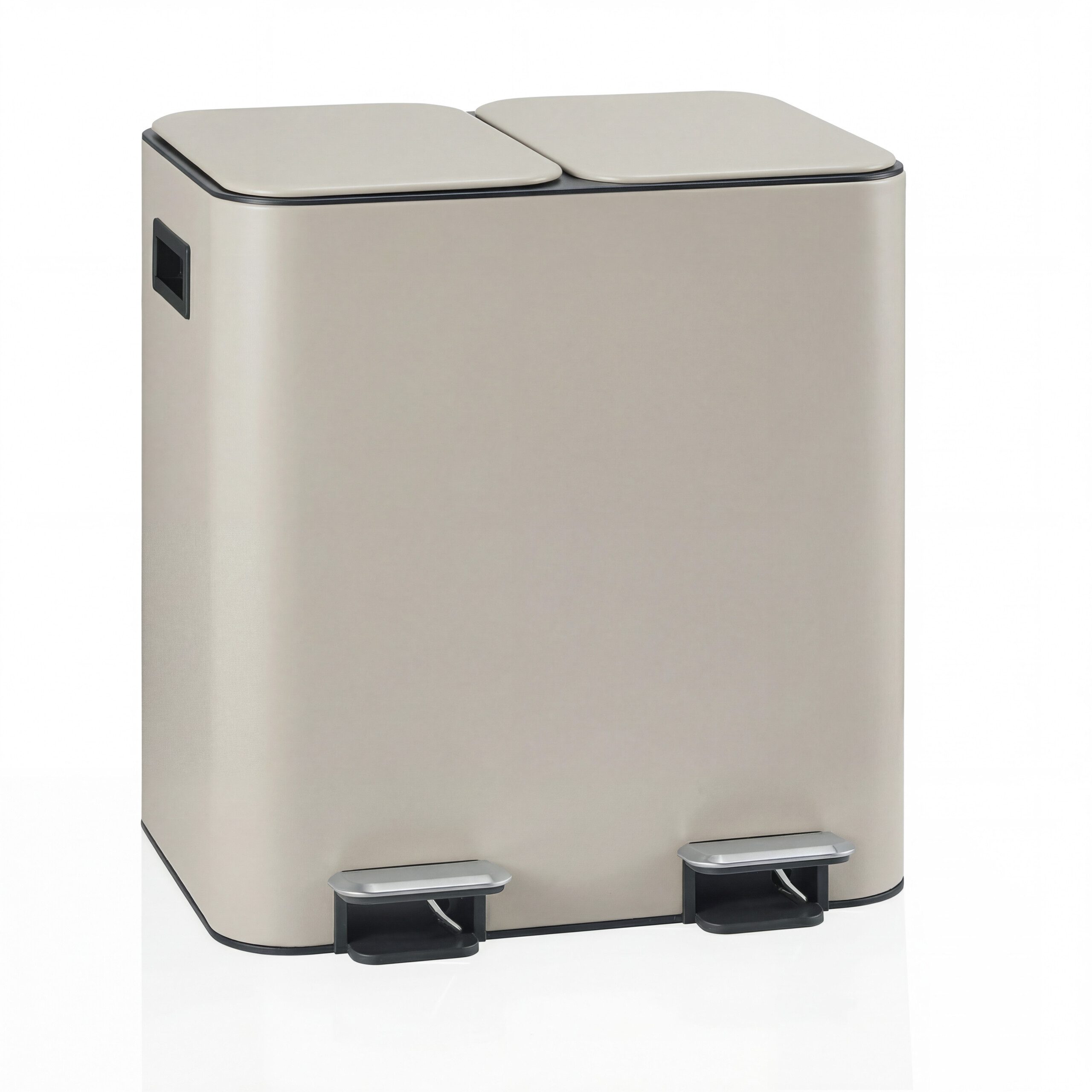 hjh OFFICE Mülleimer Mülleimer Clean 10 Eisen, Pulverbeschichtet, Mülltrennsystem Küche mit 2 Fächern, Abfalleimer 30 Liter (2 x 15L)