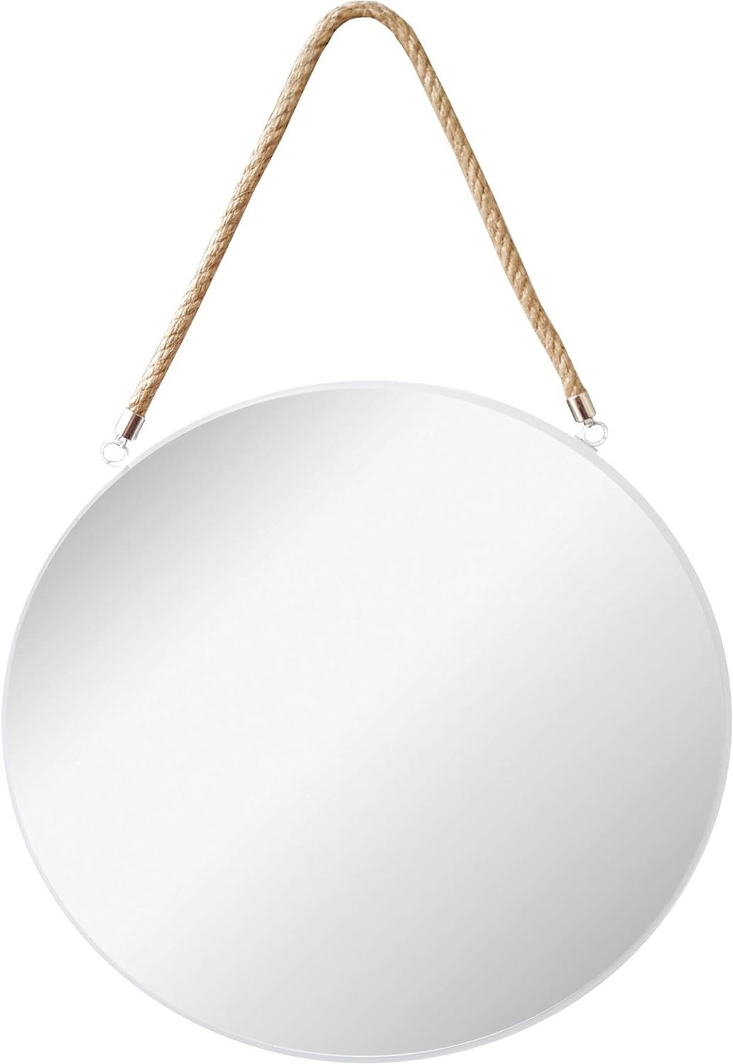 Provance Dekospiegel Runder Spiegel Wand- Badezimmer- Spiegel Weiß 43cm Ø Kordel Glas