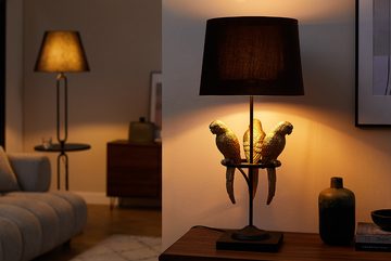 riess-ambiente Tischleuchte WILDLIFE 75cm schwarz / gold, Ein-/Ausschalter, ohne Leuchtmittel, Wohnzimmer · Stoff · Metall · Marmor · Papagei-Skulptur · Schlafzimmer