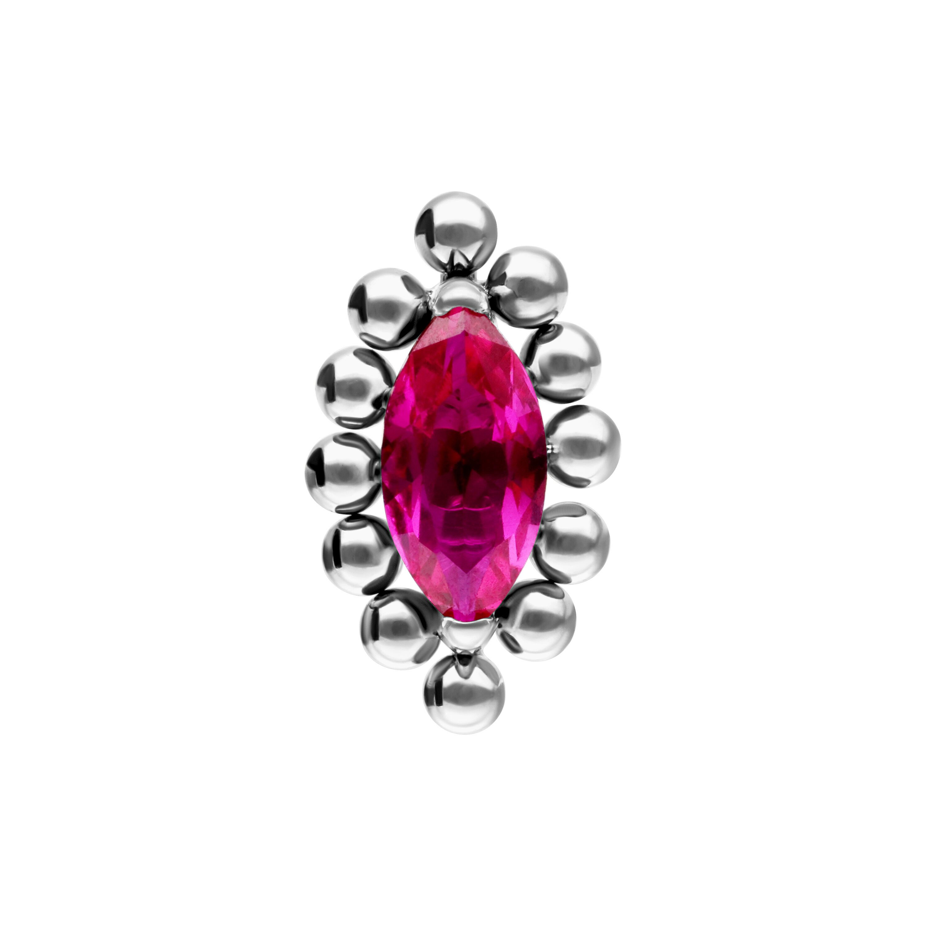 Wildcat Piercing-Set Push Fit Maharani Ruby Halo Attachment für, 1 Stück, Titan Grad 23 - wasserfest, hautverträglich, Silber