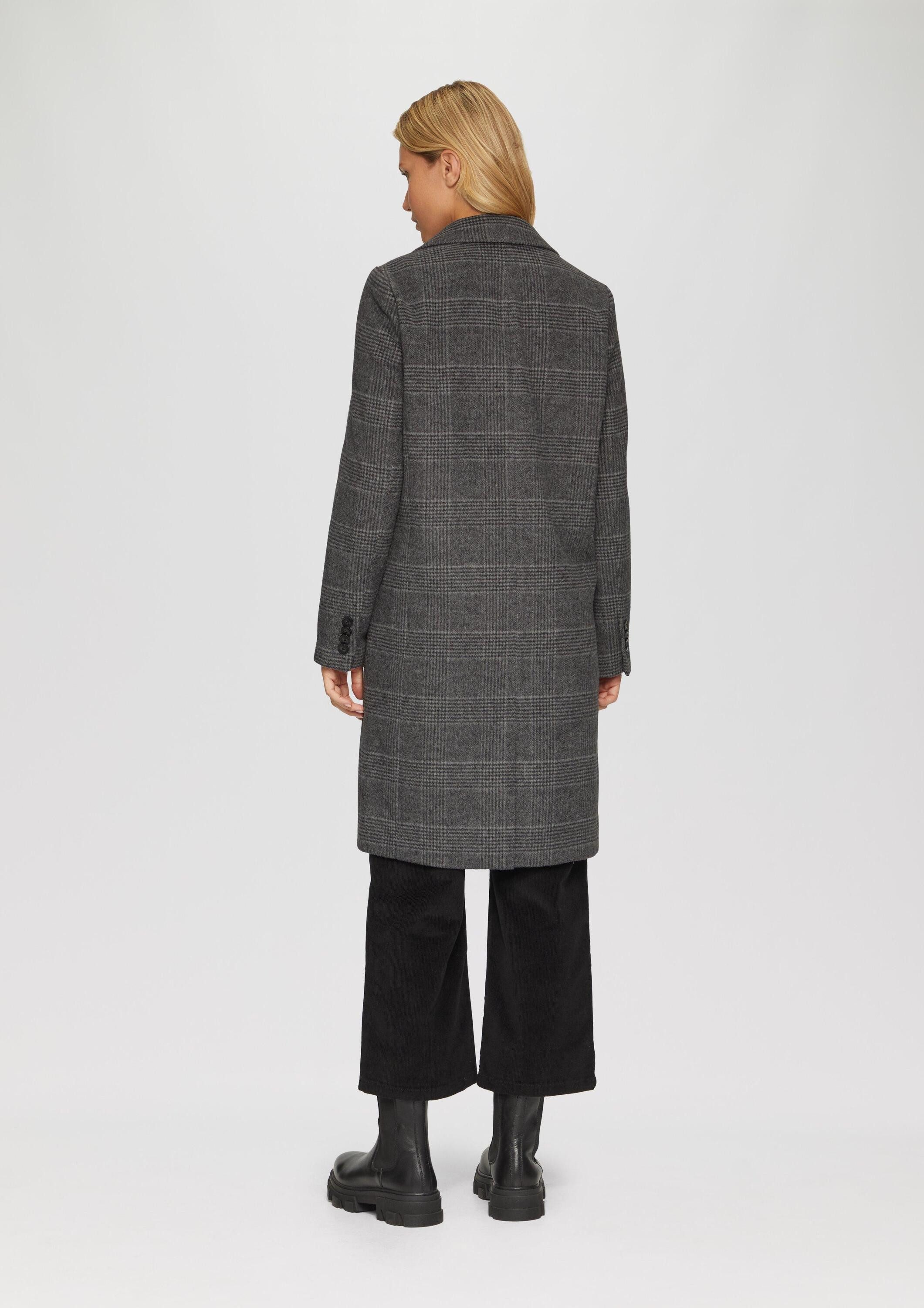 s.Oliver Funktionsmantel Outdoor-Mantel Karierter Mantel aus Wollmix