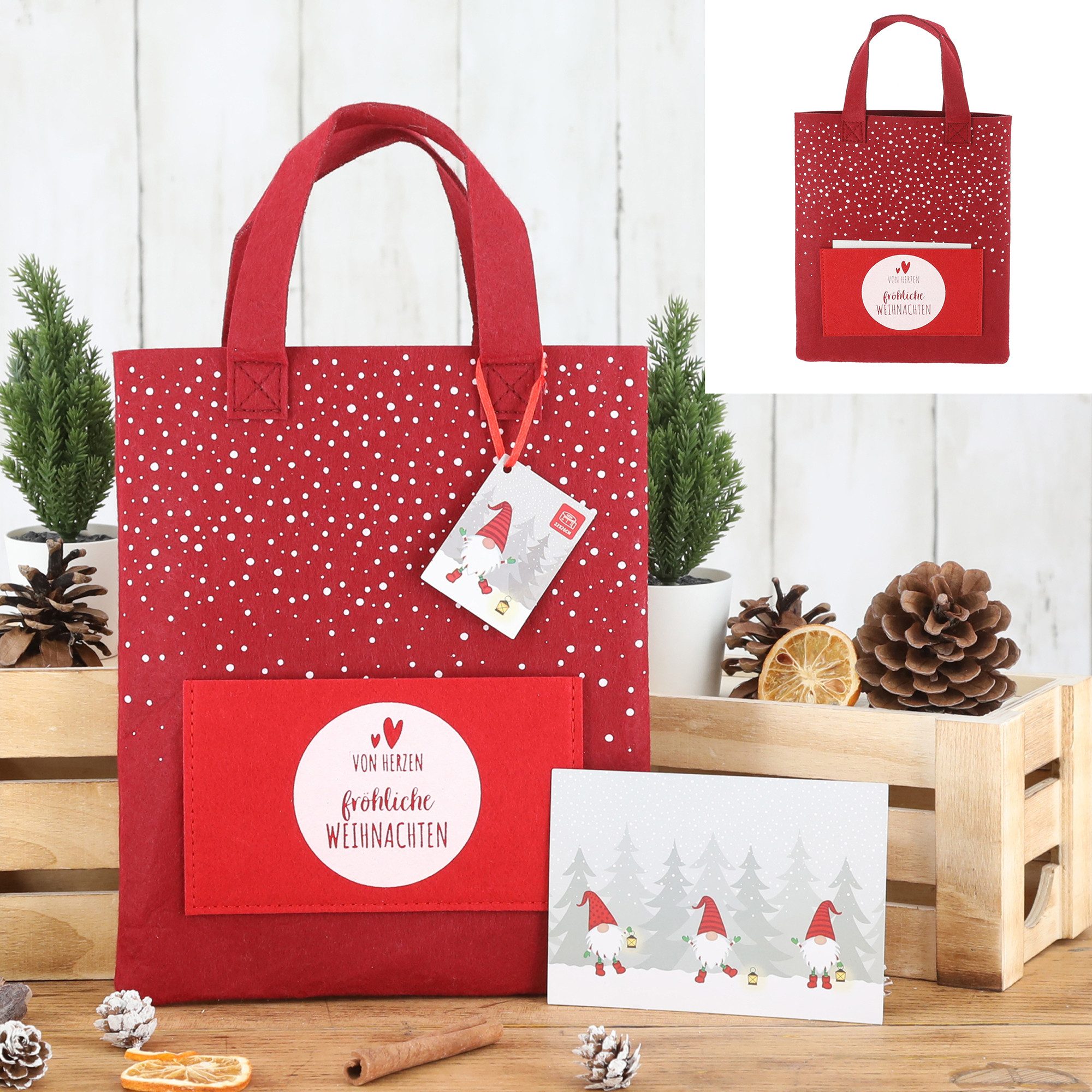 Aufbewahrungstasche 3 x Filz-Geschenktasche Geschenktüte aus Filz - Geschenktaschen Filz