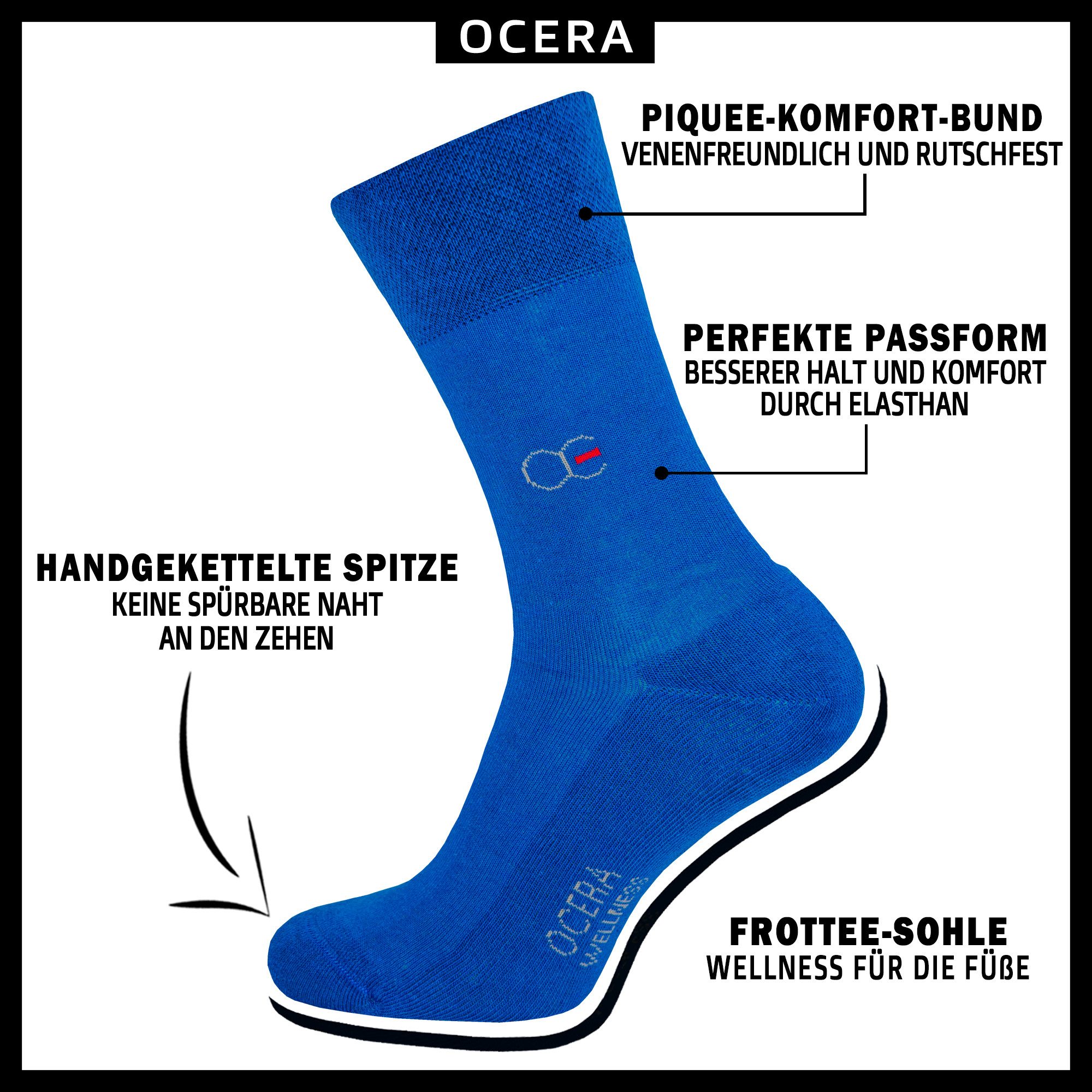 OCERA Gesundheitssocken Wellness Socken mit Frotteesohle, Baumwolle, unisex, 6 Paar (6-Paar) einfarbig