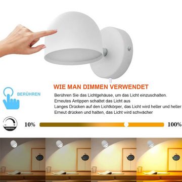 Welikera Wandleuchte 9W Wandlampe Nachtlicht,350° Drehung,Dimmbar,Berührungsschalter