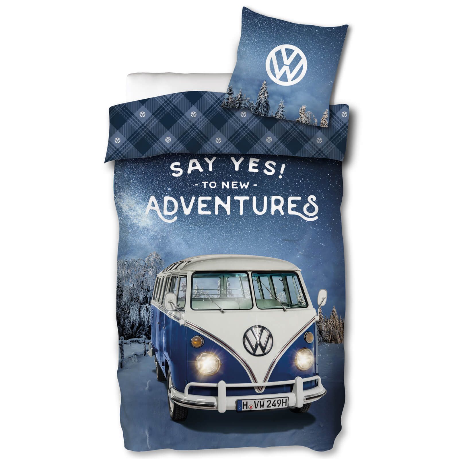 SkyBrands Bettwäsche VW T1 Winter Bulli Biber, Biber, 2 teilig, Camper, Schnee, Winterlandschaft
