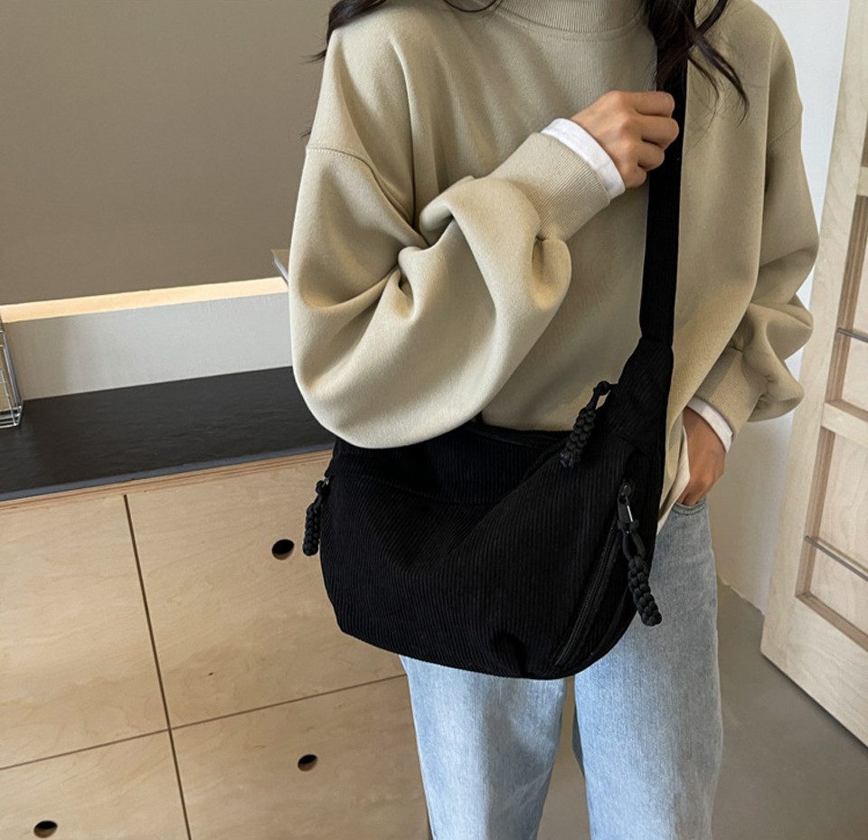 Cachito Umhängetasche Schultertasche Damen Kordsamt-Schultertasch, Mit Schultergurt Einstellbar, Gürteltasche für jeden Anlass – Bild 3 von 5