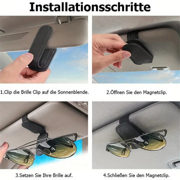 RefinedFlare Brillenetui Auto-Sonnenbrillen-Clip aus echtem Leder für das Auto, Magnetisch
