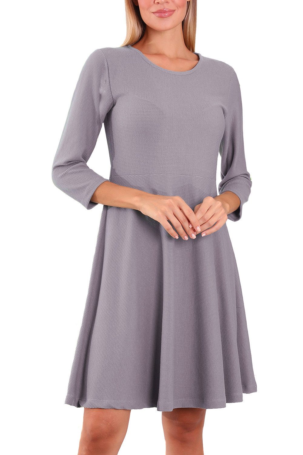 Bongual Midikleid A-Linien-Kleid Casual Kleid mit Rippstruktur minimalistisch