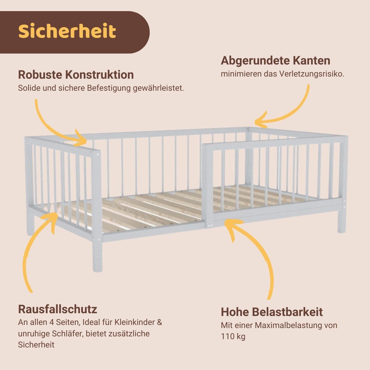 Artkid Kinderbett Daniel Einzelbett weiß 90x160 günstig online kaufen