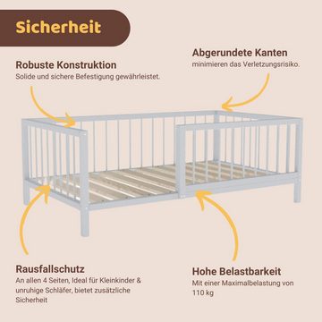 Artkid Kinderbett Daniel Einzelbett weiß 90x160 für Jungs und Mädchen aus massiver (Dreamkid Bett), Hausbett, Massivholz