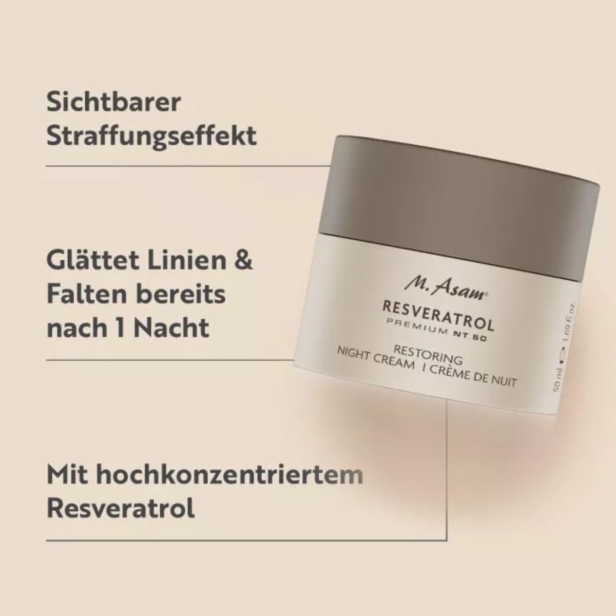 asambeauty Gesichtspflege Resveratrol Premium NT50 Restoring Night Cream (50ml), 1-tlg.