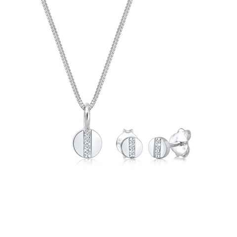 Elli DIAMONDS Schmuckset Kreis Geo Form Diamant (0.05 ct) 925 Silber Figa