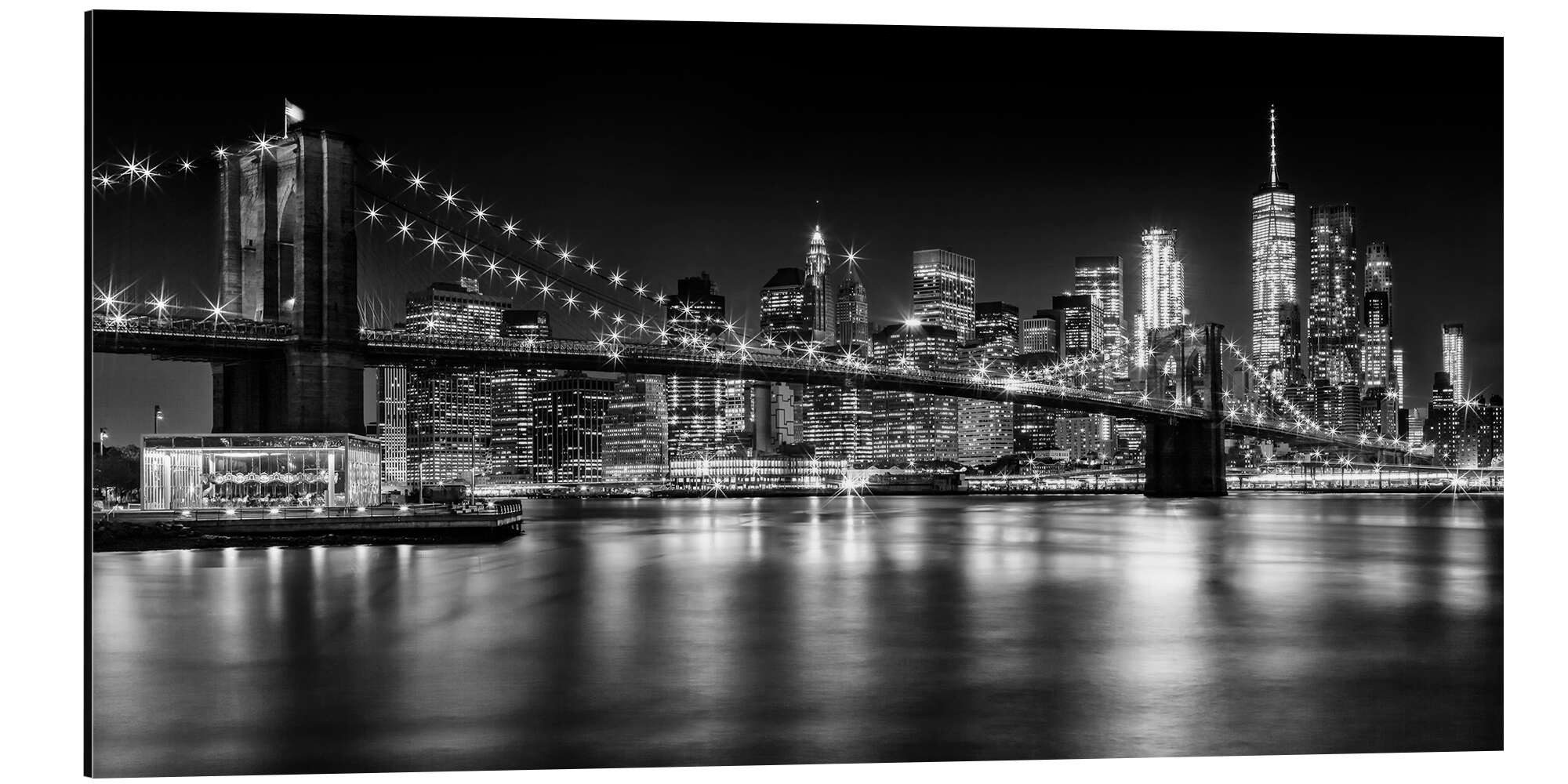Posterlounge Alu-Dibond-Druck Melanie Viola, Skyline von New York bei Nacht I, Wohnzimmer Fotografie