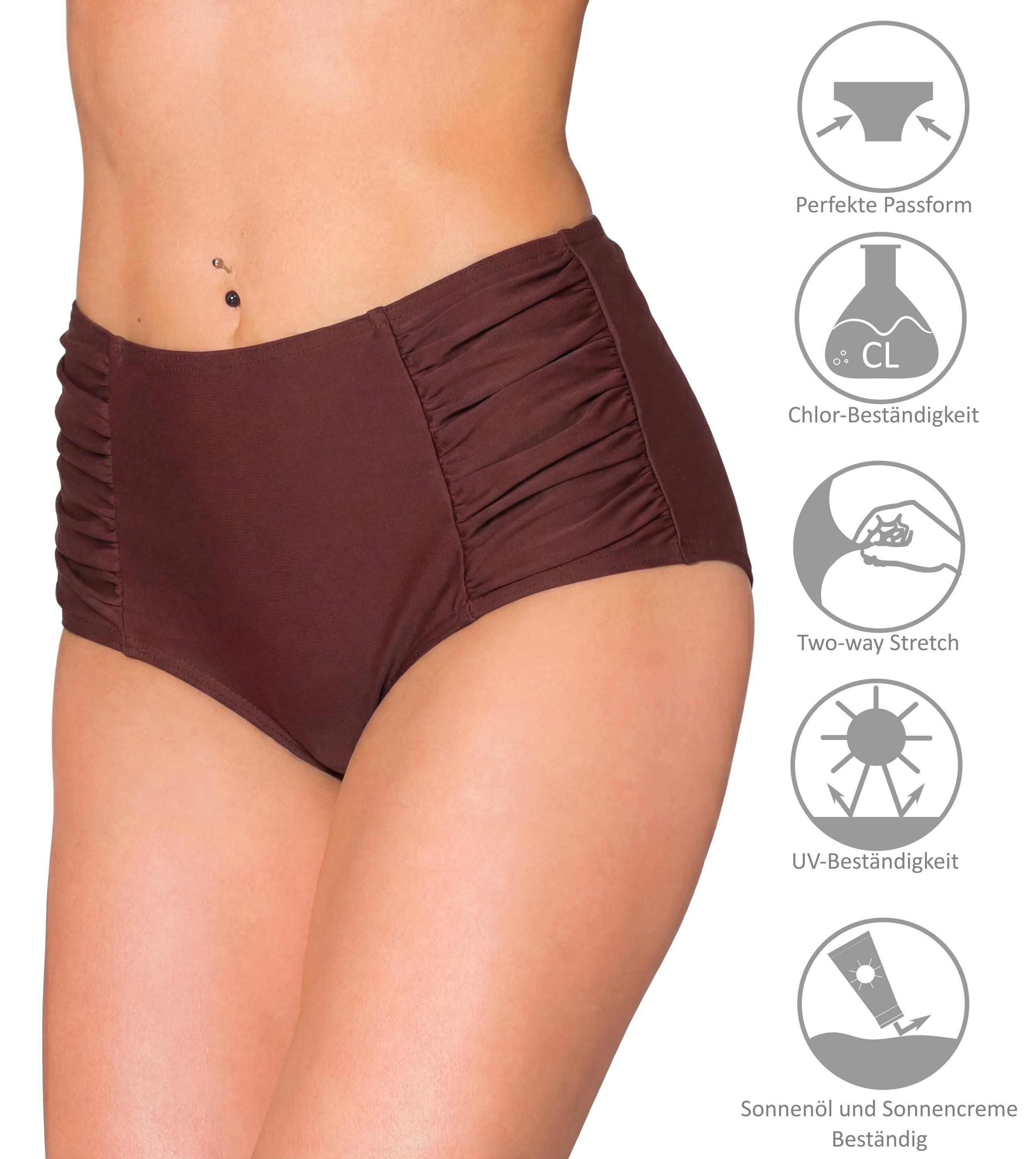 Aquarti Bikini-Hose Aquarti Damen Bikinihose mit Hoher Taille und Raffung – Bild 5 von 5
