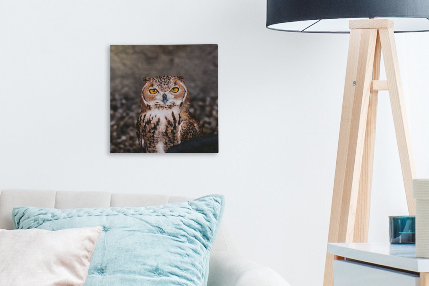 OneMillionCanvasses® Leinwandbild - Braune Bilder Schlafzimmer Eule Tiere, Wohnzimmer - für Leinwand (1 Vogel St)