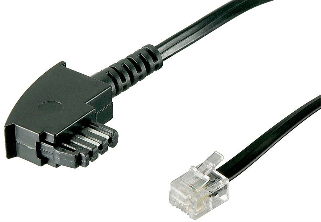 Goobay TAE Anschluß-Kabel (TAE-F Stecker auf Westernstecker), Schwarz, 3m Audio- & Video-Kabel