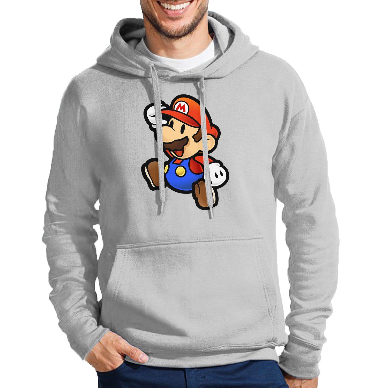 Blondie & Brownie Hoodie Herren Mario Nintendo Gaming Luigi Yoshi Super Mit Kapuze Grau