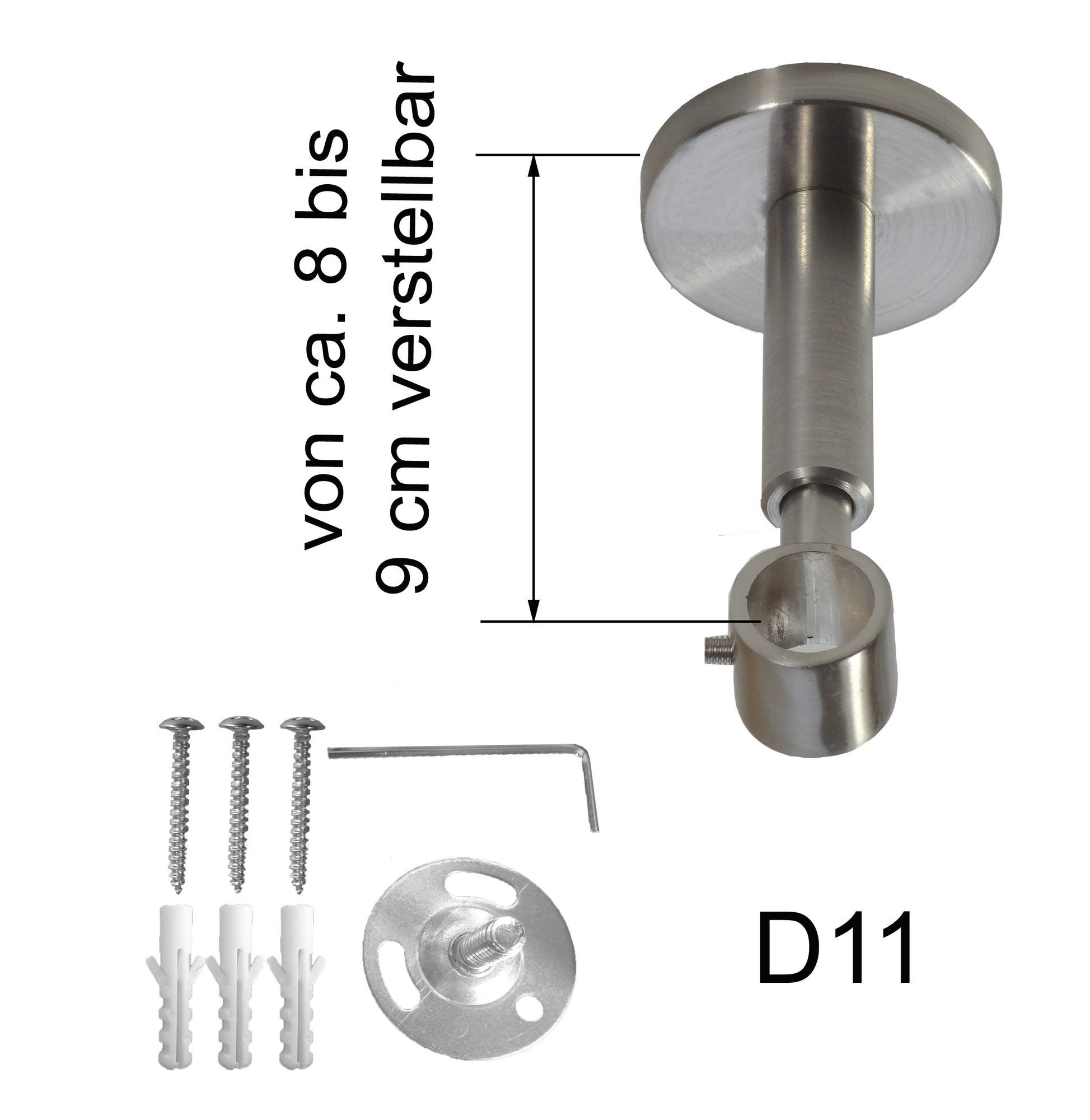BASIT Gardinenstange Rohr Edelstahl 16 mm mit Deckenträgern 120 cm E26, Ø 1 günstig online kaufen