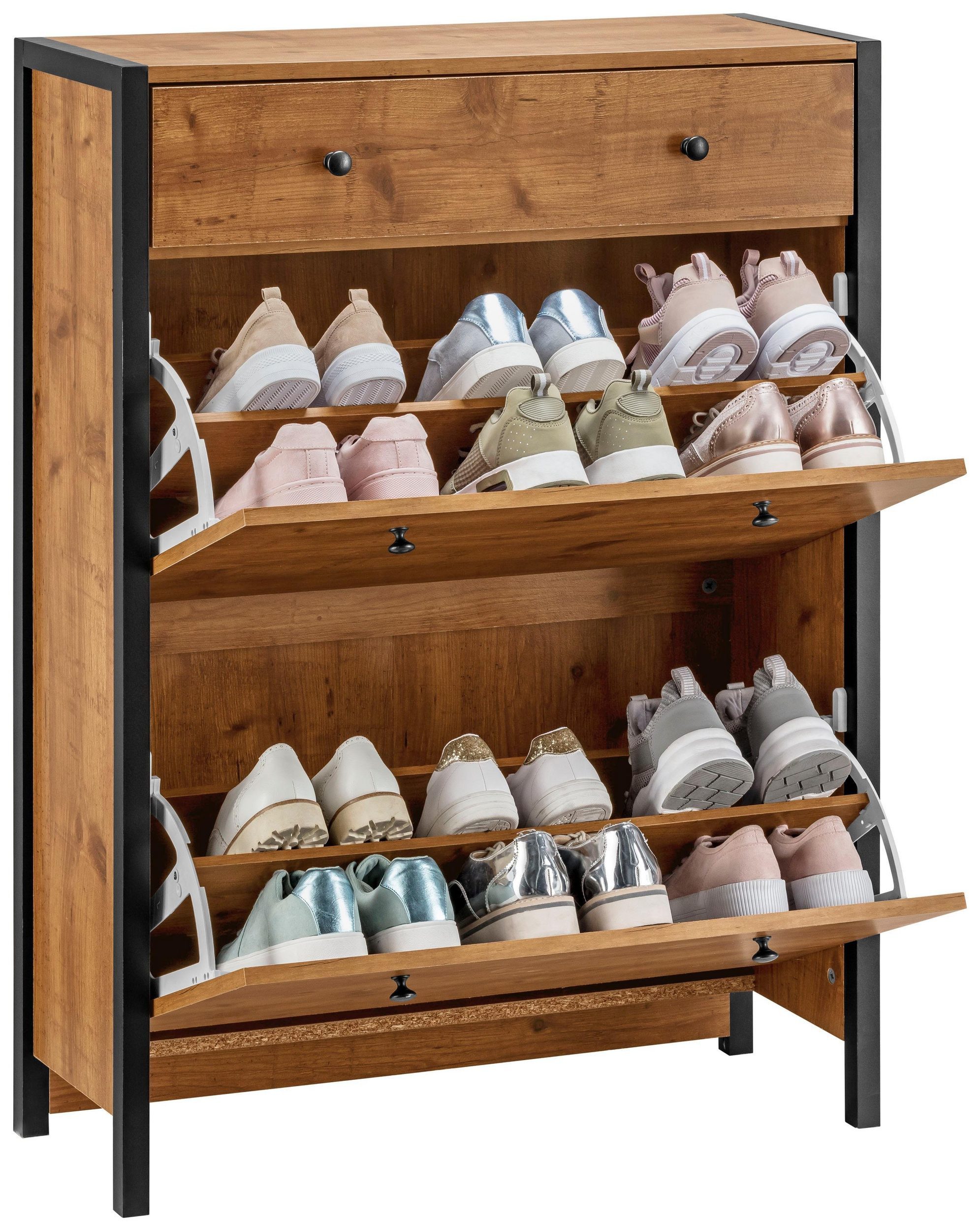 loft24 Schuhkipper Ceno, Schuhschrank mit 2 Klappen, 1 Schublade, Landhaus