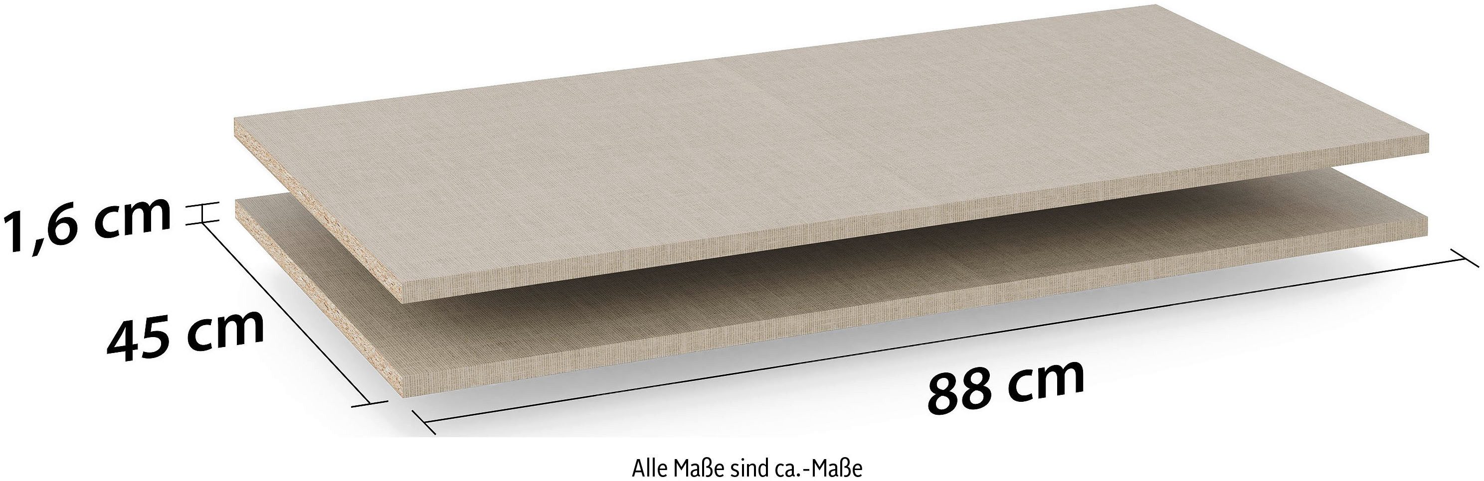 rauch Einlegeboden Zubehör für Rauch-Drehtürenschränke ORANGE, 2er-Set Breite 88 cm, Tiefe 45 cm