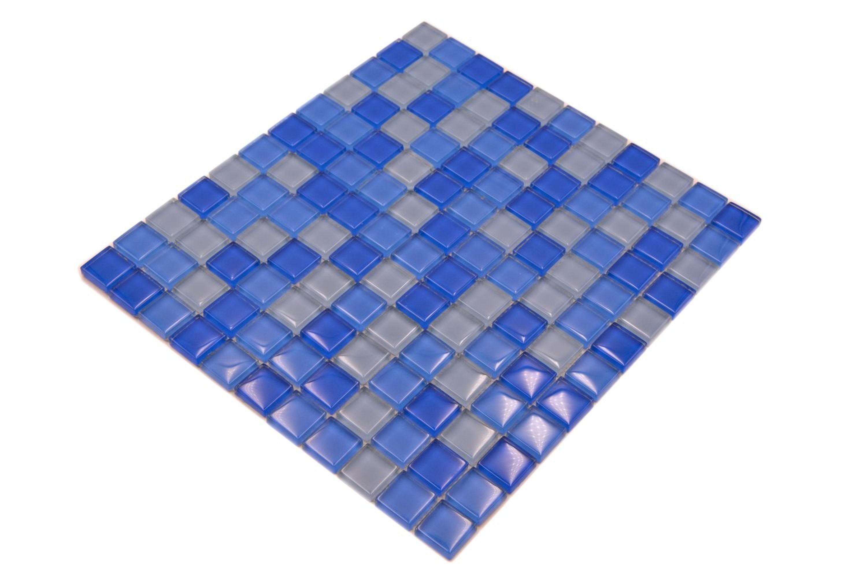 Mosani Mosaikfliesen BAD Küche Glasmosaik WC mittelblau Mosaikfliesen hellblau
