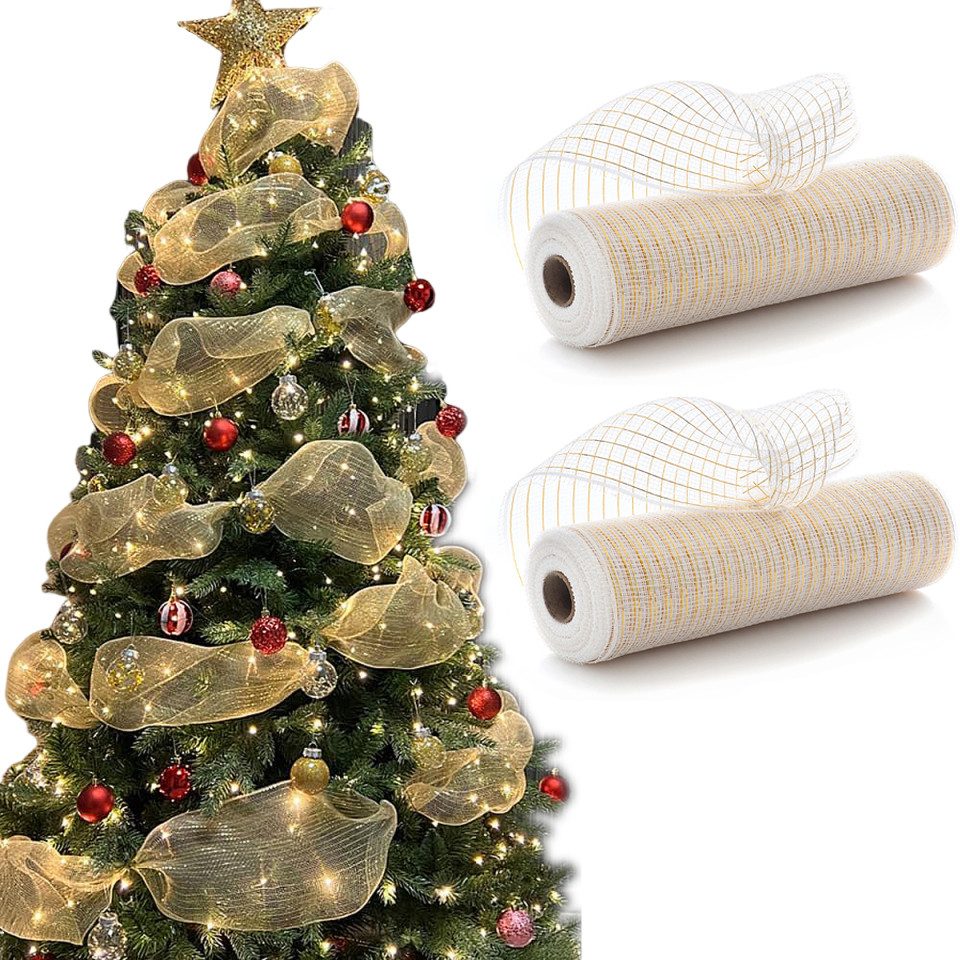 Bomiclss Geschenkband Weihnachtsgeschenkband, glitzerndes Band, geeignet für Weihnachtsbaum- und Kranzdekoration