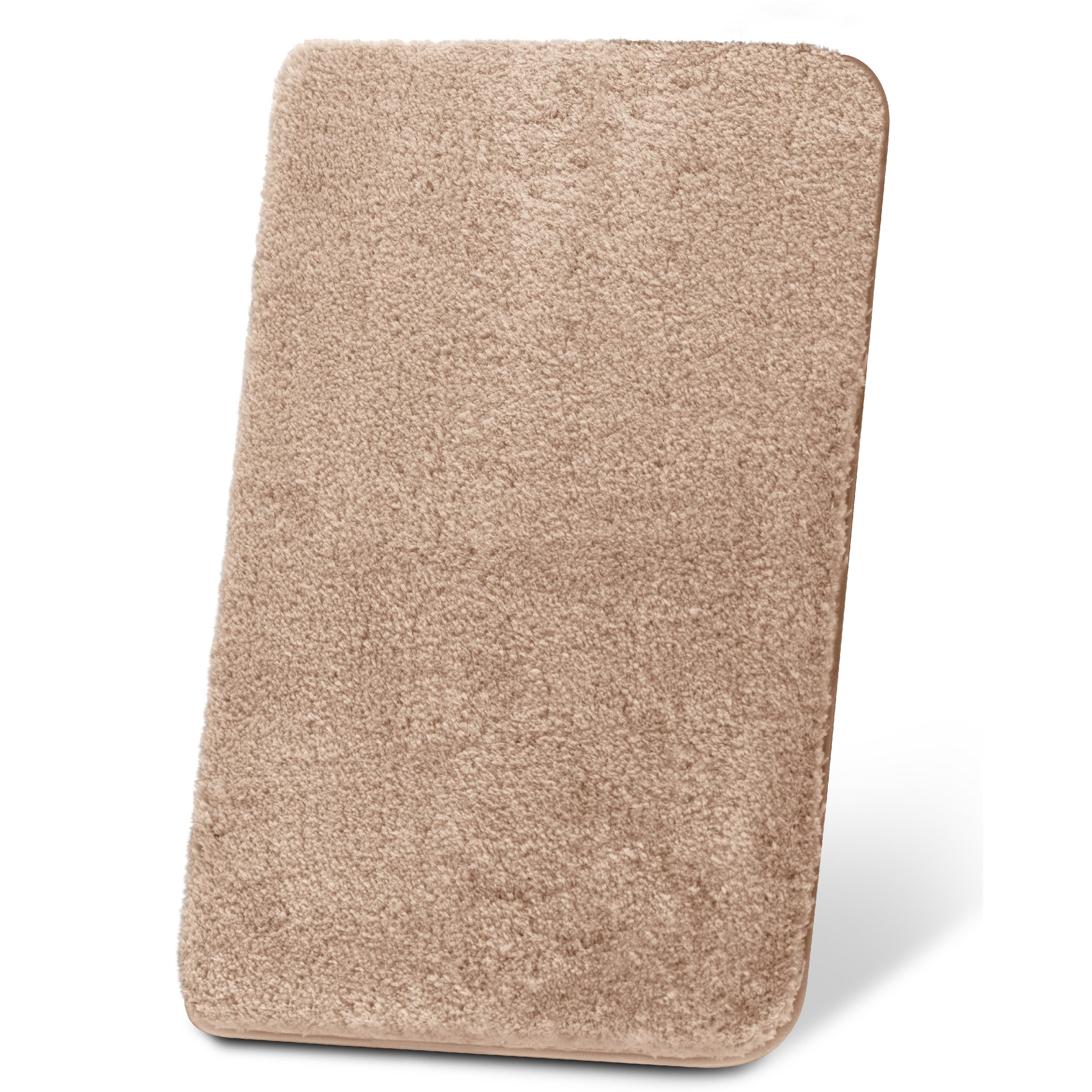 Beautissu Badematte Badematte rutschfest BeauMare FL, 60x50cm, Natur, Höhe 30 mm, Polyester, 60x50 cm Duschvorleger Hochflor Badteppich rutschfest Waschbar Shaggy