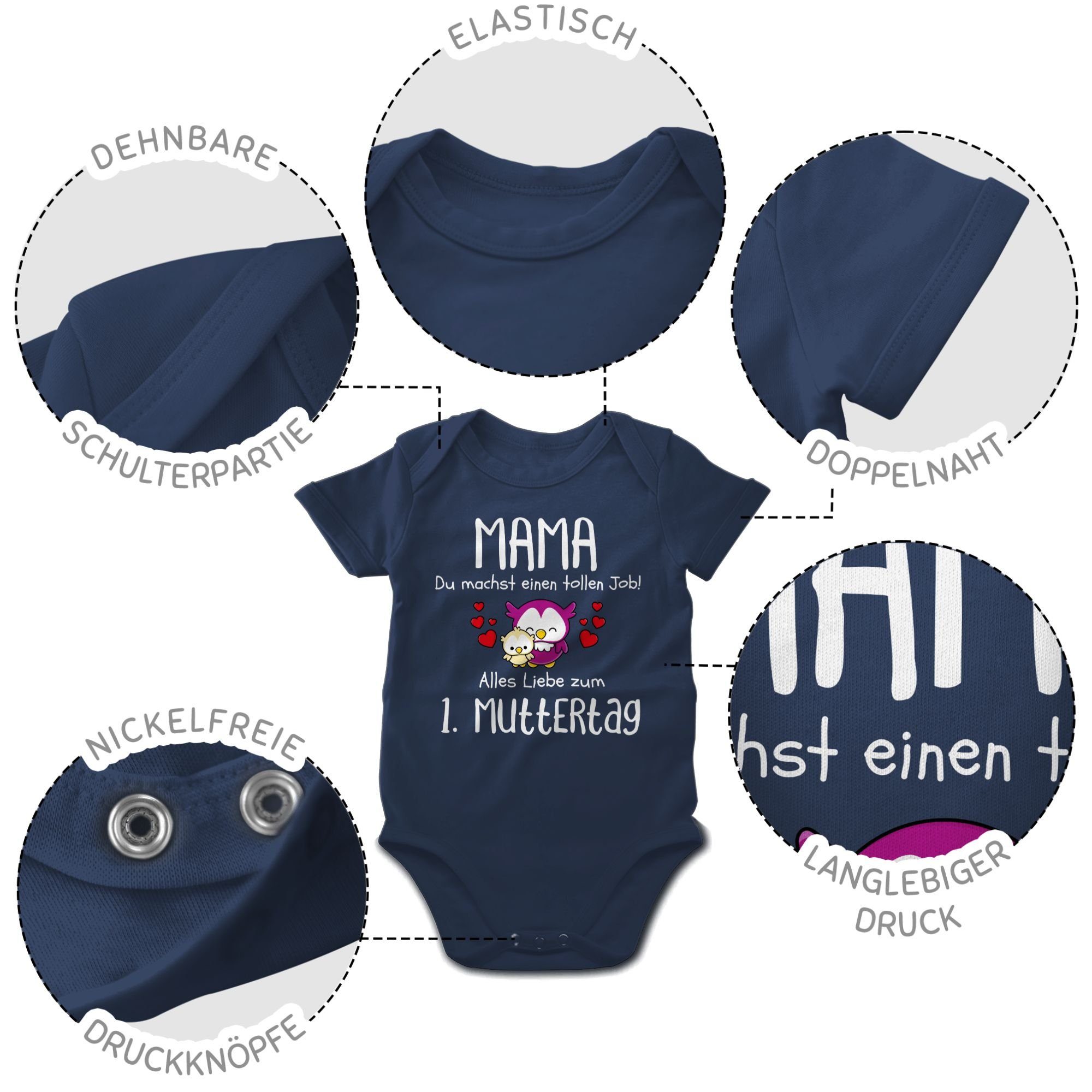 Shirtracer Shirtbody 1. Muttertag I Mama du machst einen tollen Job (1-tlg) Muttertagsgeschenk