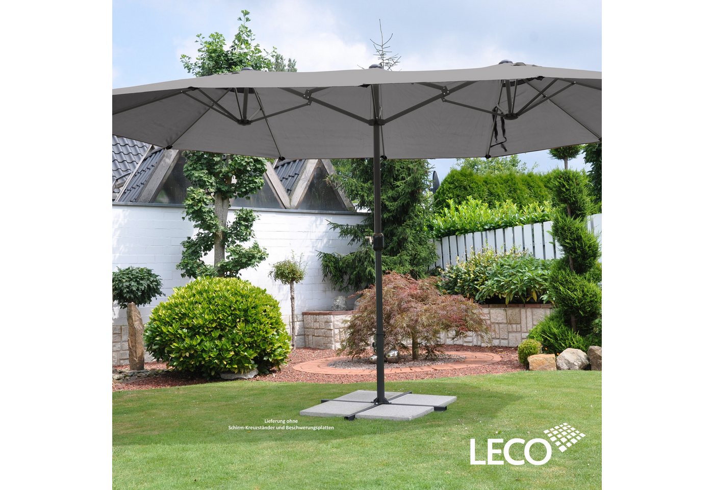 Thumbnail - Leco Sonnenschirm Oval-Schirm "DAS ORIGINAL" 4,6x2,7 m, LxB: 460x460 cm, 460 x 270 x 245 cm