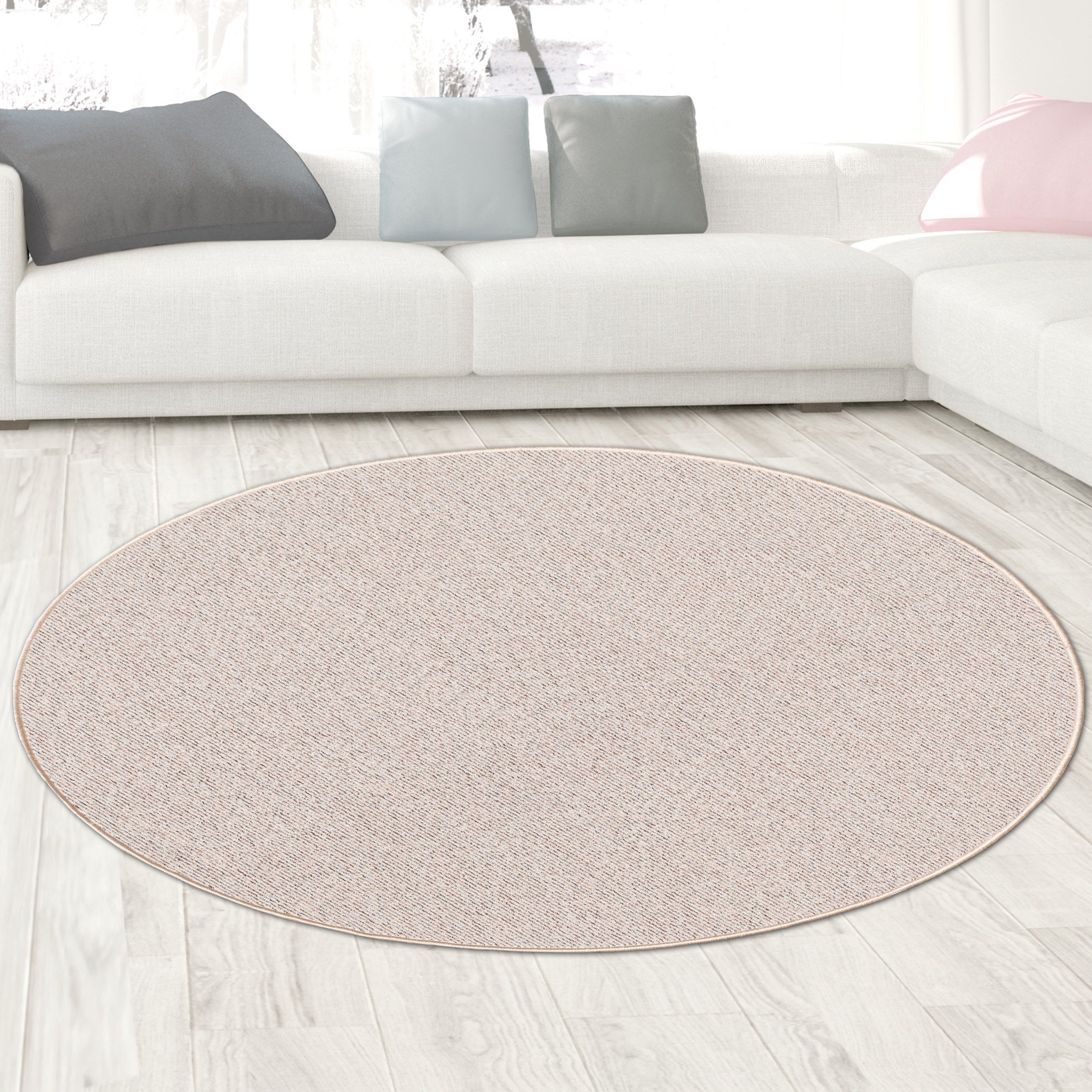 Carpetia Teppich Uni-Design, rund, Höhe: 4 mm, kurzflorig;robust;einfarbig