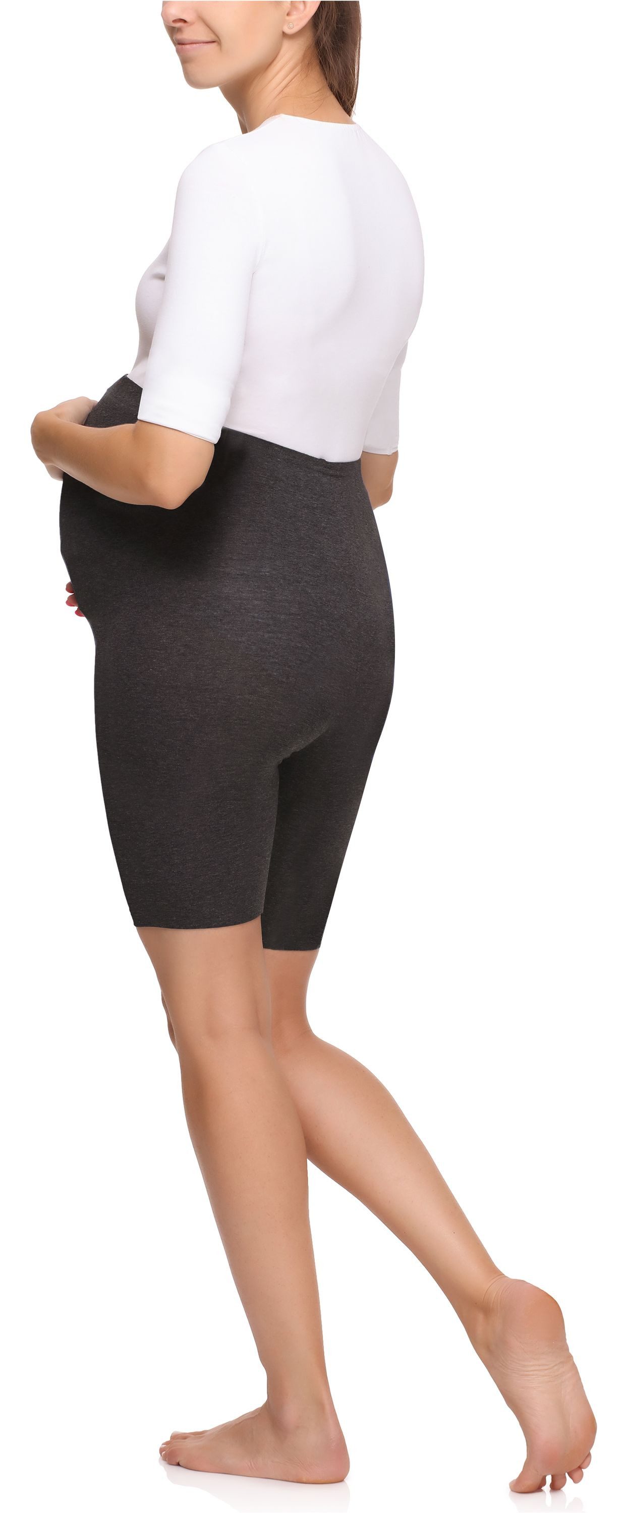 Merry Style Umstandsleggings Damen Kurze Umstandsleggings aus Viskose MS10-299 (1-tlg) elastischer Bund