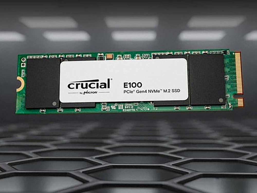 Crucial E100 interne SSD (1000 GB) 5000 MB/S Lesegeschwindigkeit, 4500 MB/S Schreibgeschwindigkeit