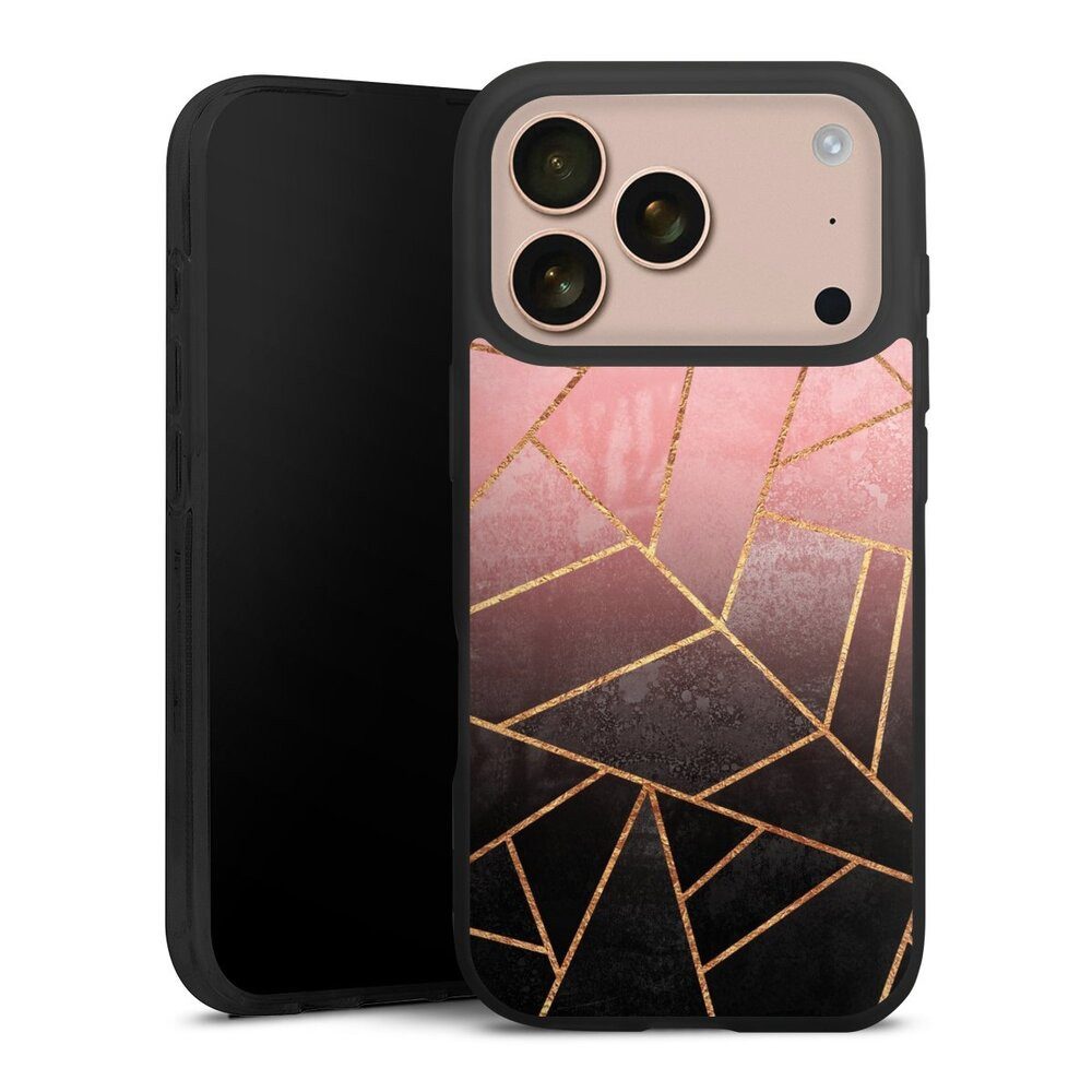 Handyhülle Farbverlauf Geometric Gold & Kupfer Pink And Black Stone Gold Print